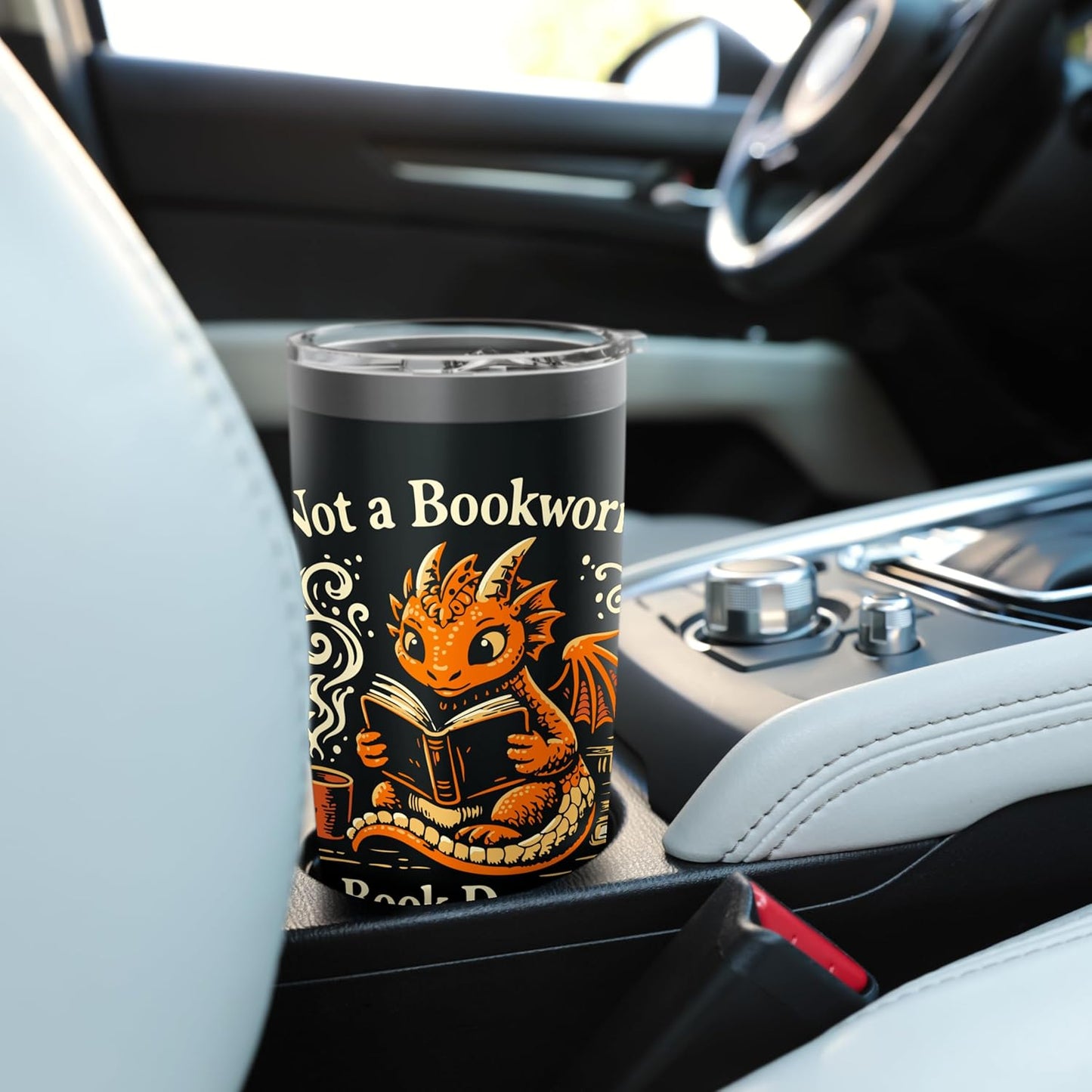 Not a Bookworm, A Book Dragon, Reading Coffee Lover, Fantasy Stainless Steel Insulated Tumbler