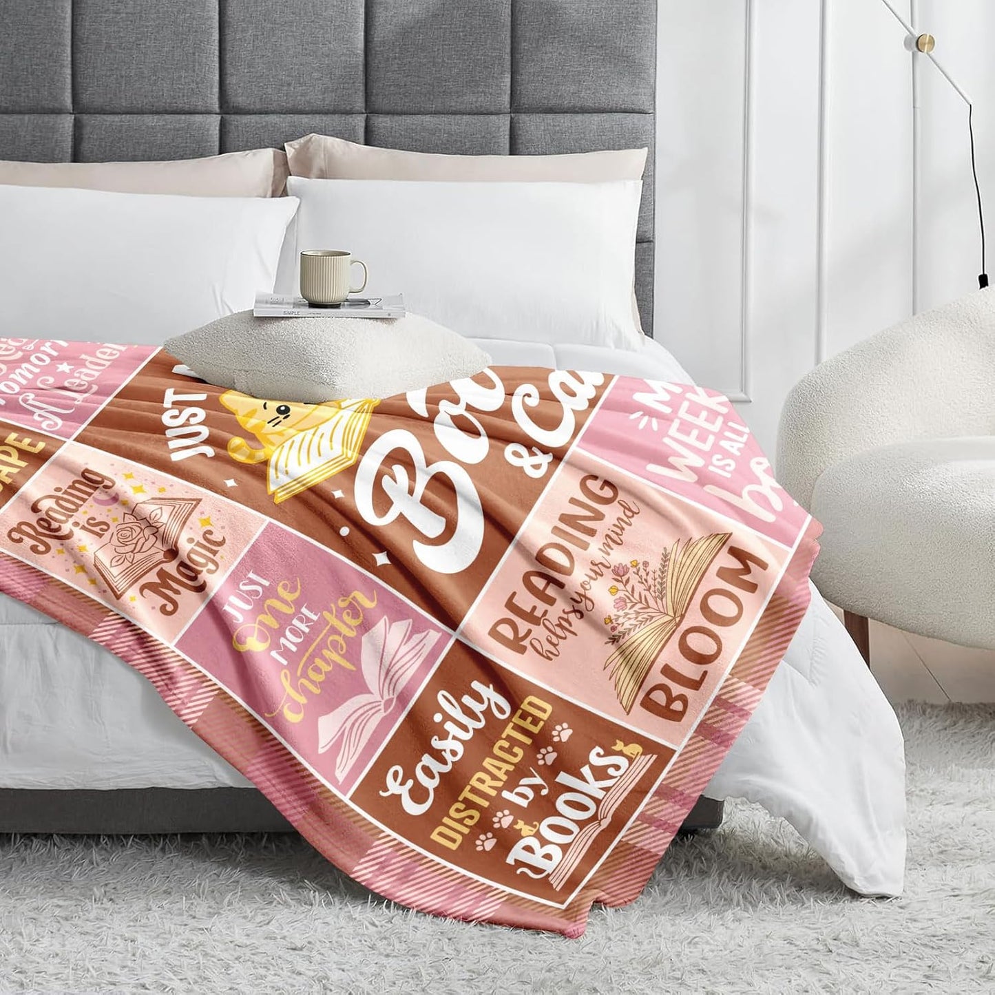 Valentines Day Book Lover Gifts, Bookish Gift for Women, Book Club Blanket for BookLovers Women, Reading Presents for Readers/Librarian/Bookworm/Books Nerd, Literary Throw Blanket 60"X50"