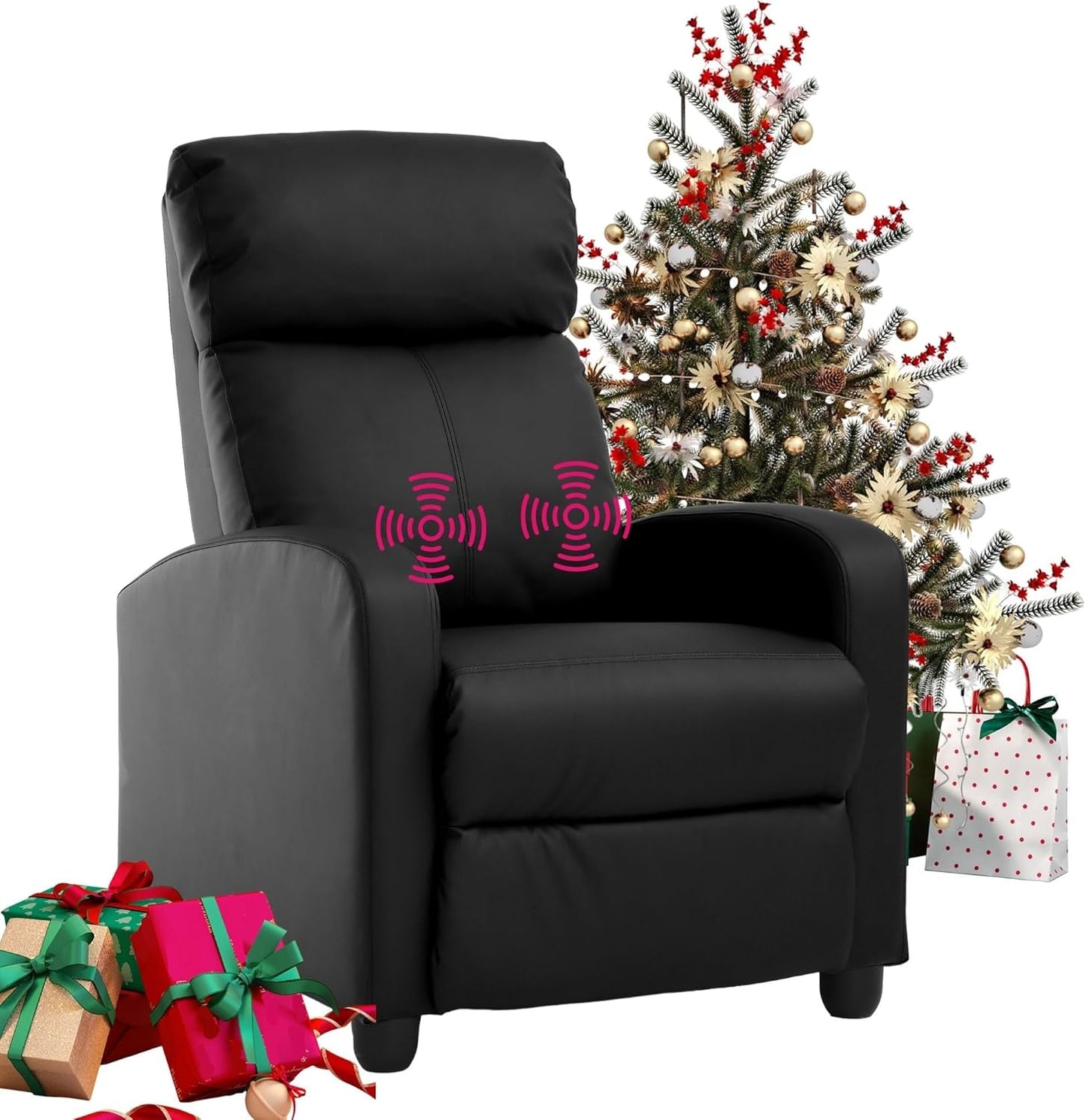 Lazy Boy Recliner Single Sofa Chair with Massage Adjustable PU Leather Recliners Chairs with Remote Control for Small Spaces Living Room Bedroom