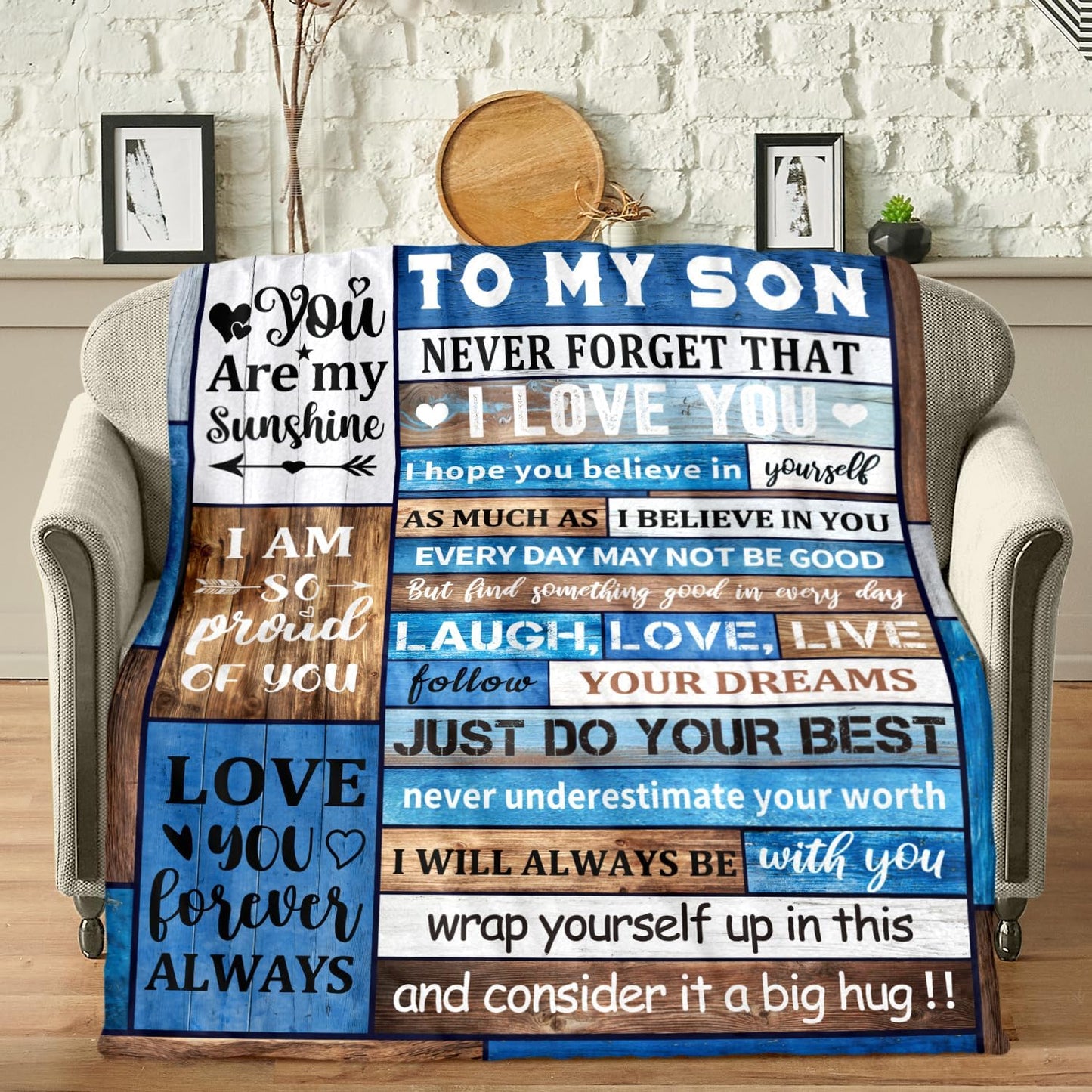 Gifts for Son Blanket 60"X 50" Son Birthday Gifts from Mom Dad, to My Son Gifts Fleece Soft Throw Blankets, Gifts Ideas for Adult Son Wedding Graduation (Blue, 50 x 60 Inch)