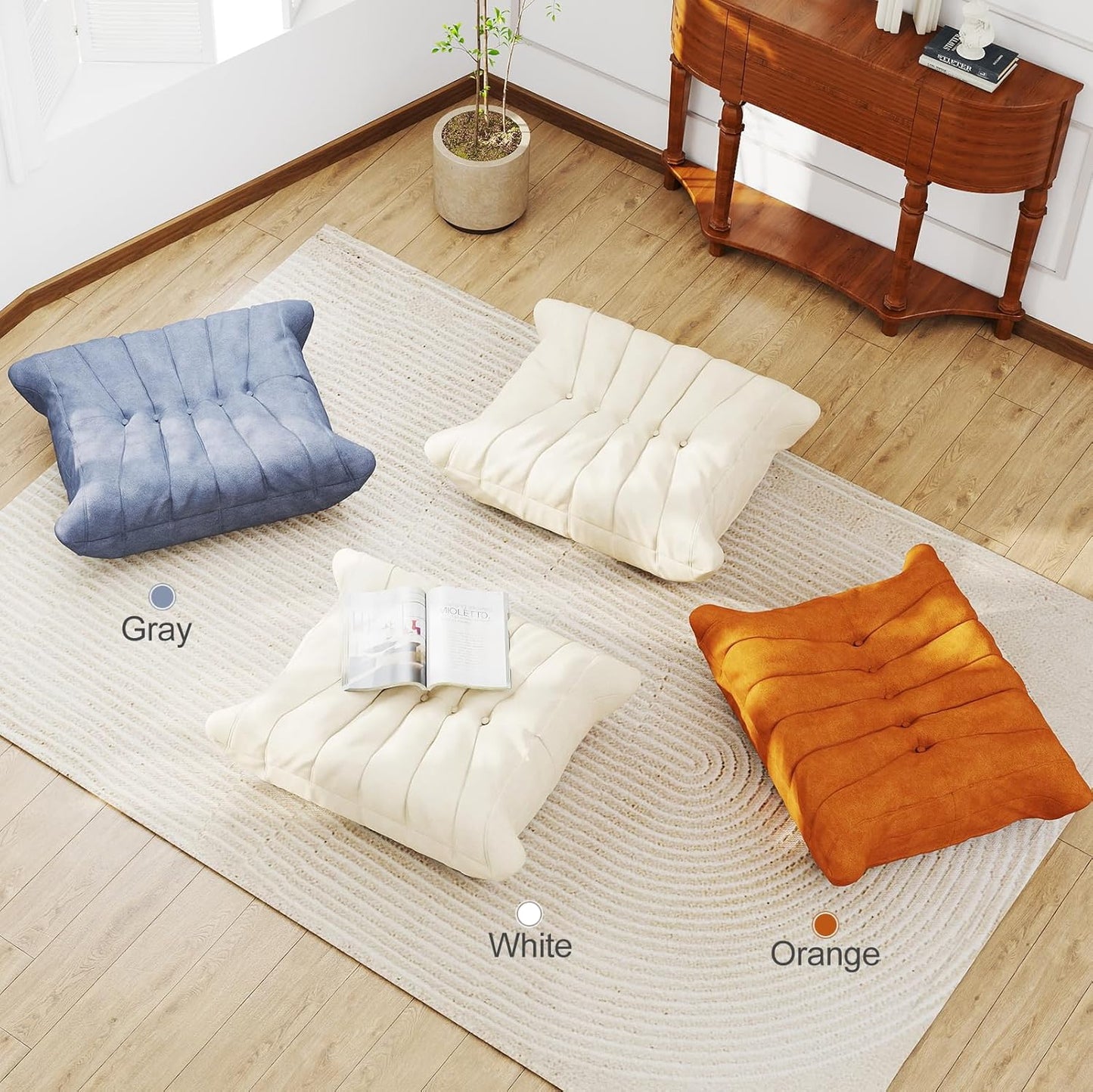 Full Foam Bean Bag Ottoman – Comfortable Ottoman Chair, Waterproof Upholstery, for Bean Bag Chair,Lounge Chair,Couch (Whtie)