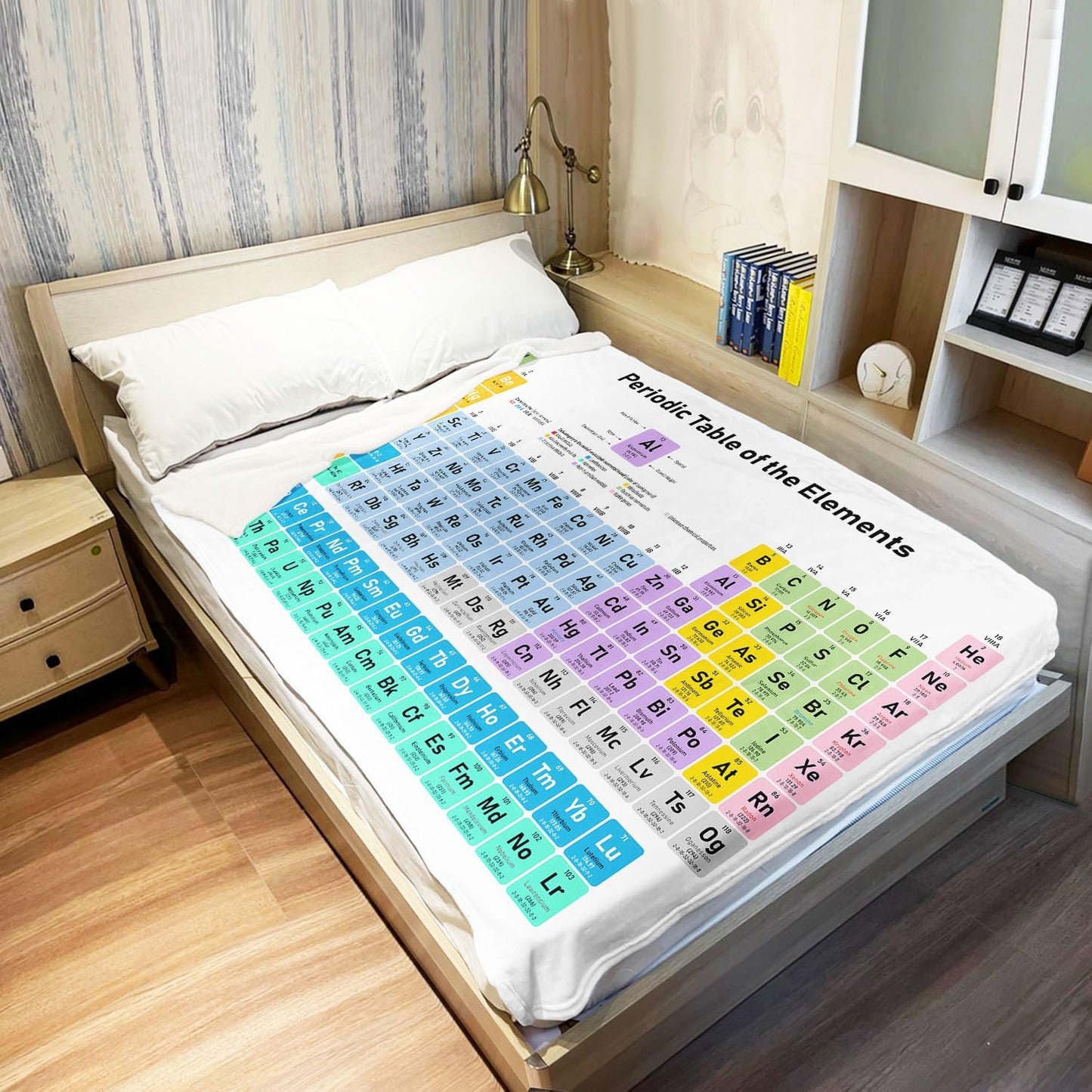 SXCHEN Periodic Table of The Elements Throw Blanket 60" x 80" Plush Blankets for Couch Sofa Bed,Soft Cozy Warm Lightweight Fuzzy Throws with Learning Chemistry Science