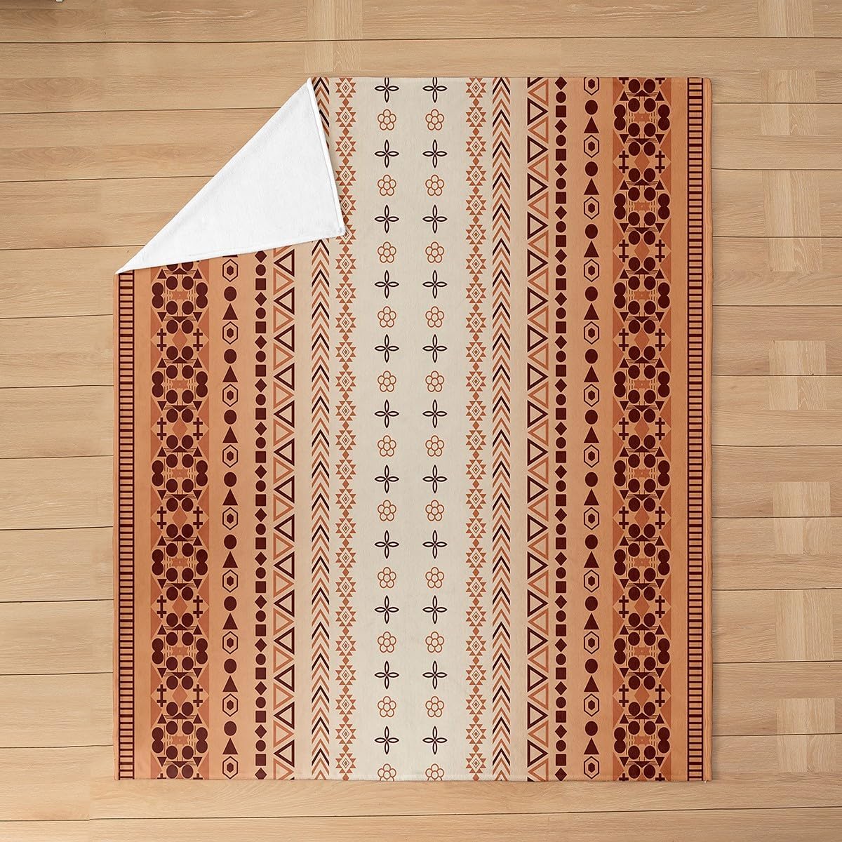 Castle Fairy Boho Bed Throws,Aztec Design Lines Throw Blanket for Kids Boys Gift,Triangle Geometric Lightweight Blanket for Sofa,Baby Size (30 x 40 Inch),Orange