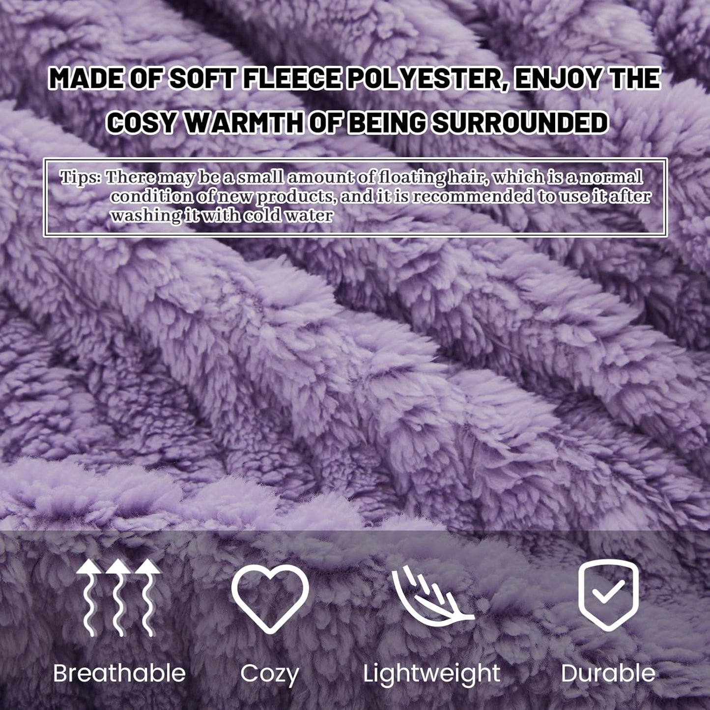 2 Pcs Fleece Wearable Blanket Winter Wrap Shawl with Pockets 58'' x 64'' Poncho Cape Warm Gifts for Adult Women Men Office Lounge Sofa (Purple,Fluff Polyester)