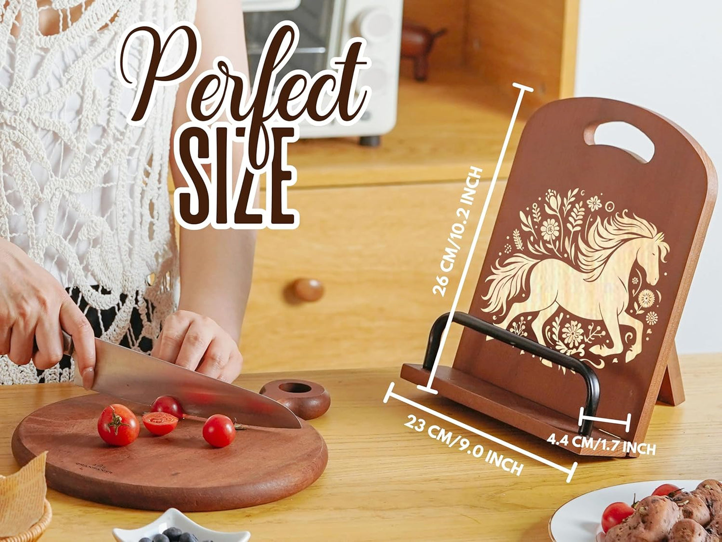 InnoBeta Horse Gifts for Women, Cookbook Stand for Kitchen Counter, Perfect Gifts for Horse Lovers on Birthday, Adjustable Tablet Recipe Book Holder, Unique Kitchen & Home Decor
