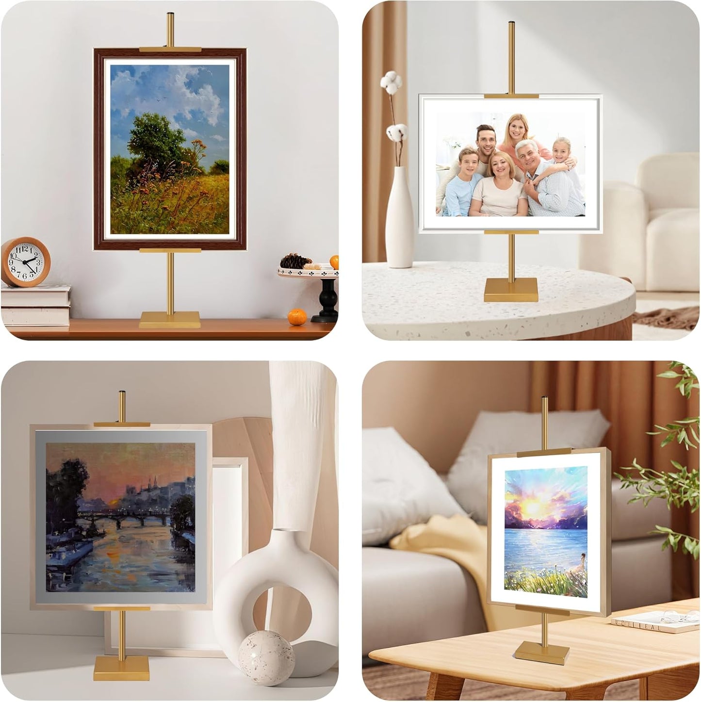 GRETJOB Adjustable Tabletop Easel Stand, 29" Picture Easels for Display Metal Picture Frame Holder Stand Table for Art, Photo (Gold)