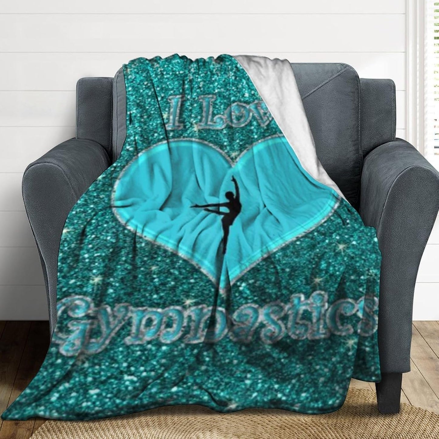 I Love Gymnastics Throw Blanket for Couch Super Soft Warm Lightweight Throw Blankets Cozy Flannel Bed Blanket Cute Decorative Blankets for All Seasons Home Decor Gift 30"*40"（76 * 100cm）