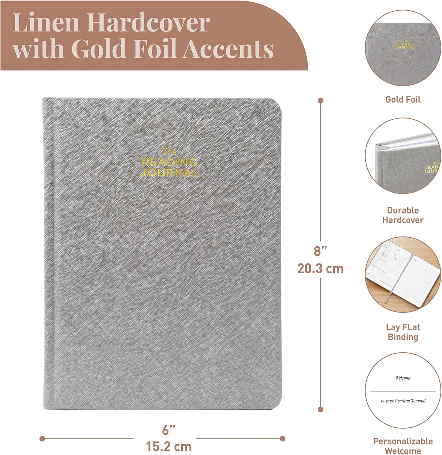 Rileys & Co. Grey Book Journal - Reading Journal & Book Review Journal | Book Journal Reading Log & Reading Journals for Book Tracking with Review Sections