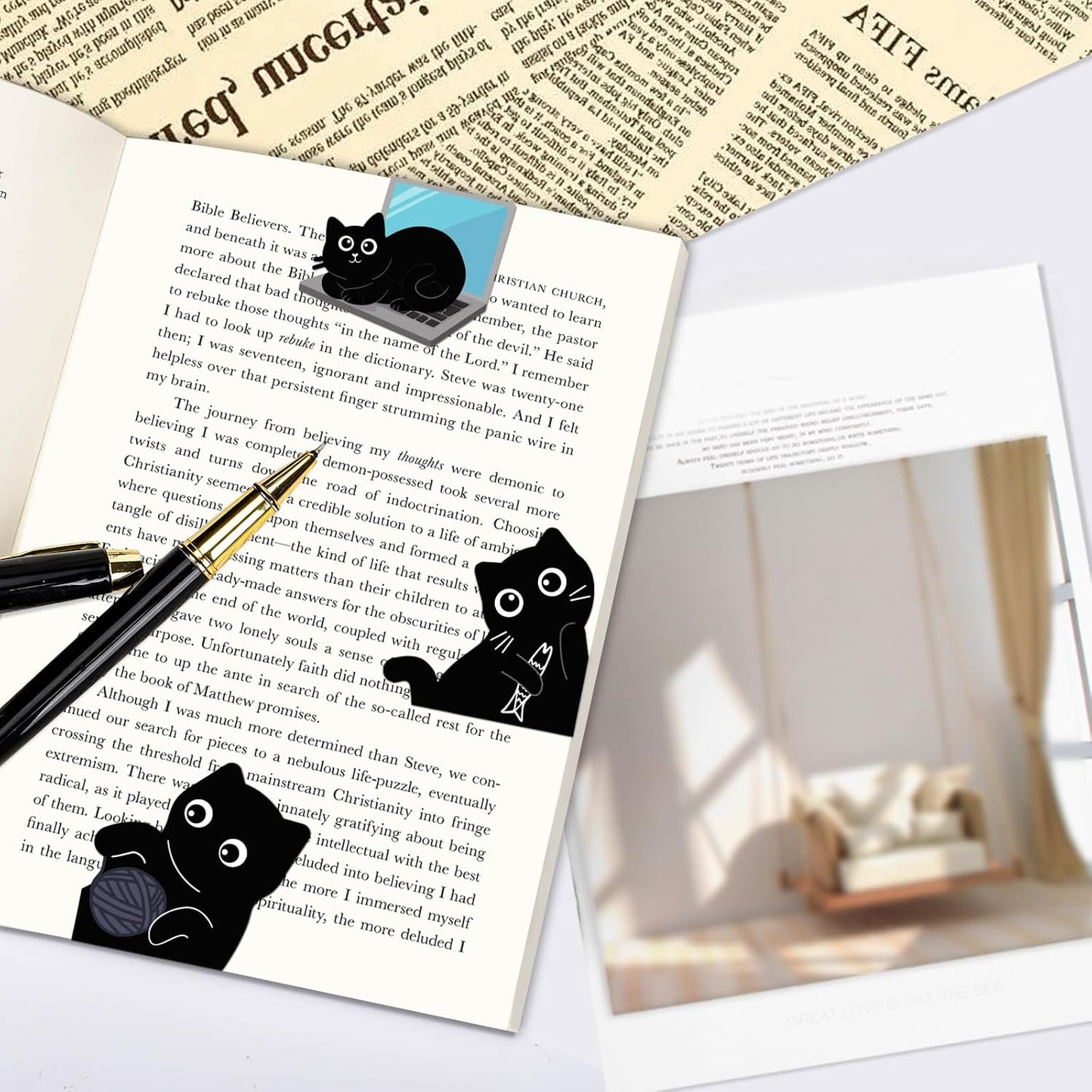 (Prudiut) 10Pcs Magnetic Bookmarks Cute Black Cat Bookmark, Easter Basket Stuffers, Black Cat Gifts for Reading Women, Bookish Gift for Book Lovers, Easter Decorations, Easter Gifts for Kids, Women