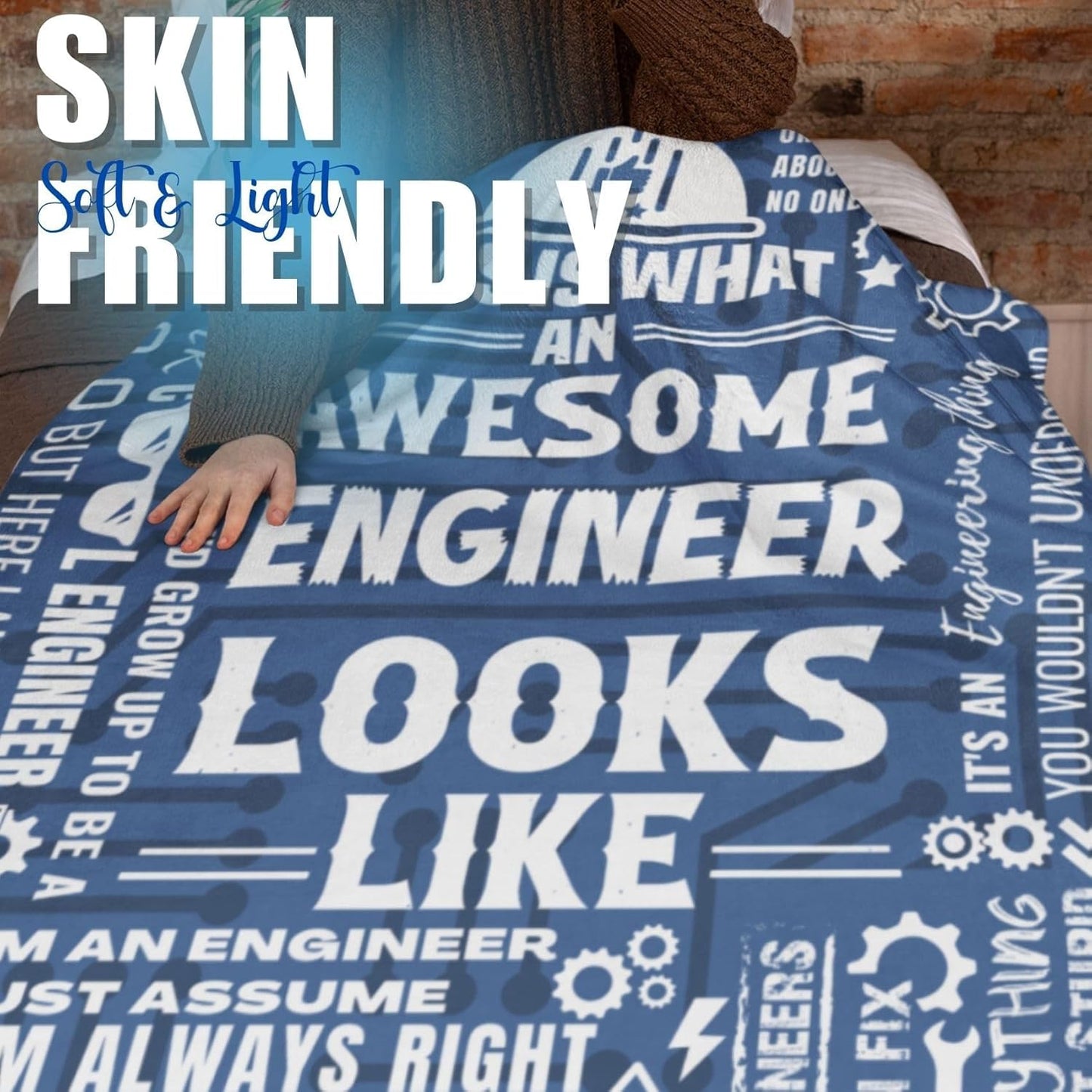 Engineer Gifts - Mechanical, Electrical, Computer Engineering Throw Blanket, Flannel for Men, 65 x 50 Inches, Blue