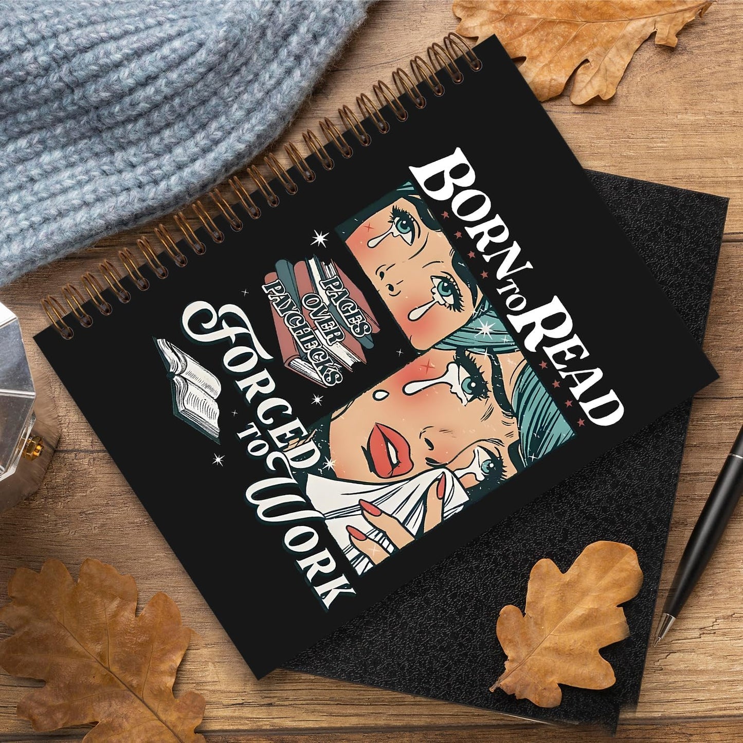 Book Tracker Journal, Reading Journals for Book Tracking, Cute Reading Journal Notebook, Bookish Reader Gifts for Women, Born to Read Forced to Work Spiral Notebook 5.5x8.3