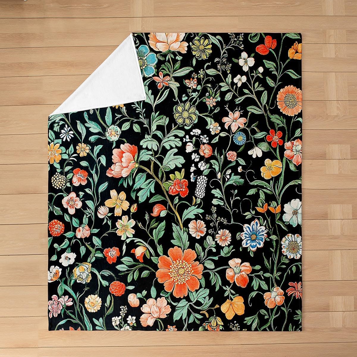 Feelyou Botanical Plants Plush Throw Blanket, Queen 90"x90" Botanical Floral Blanket for Boys Teens Decor Garden Plants Flannel Fleece Blanket Natural Theme Bedroom