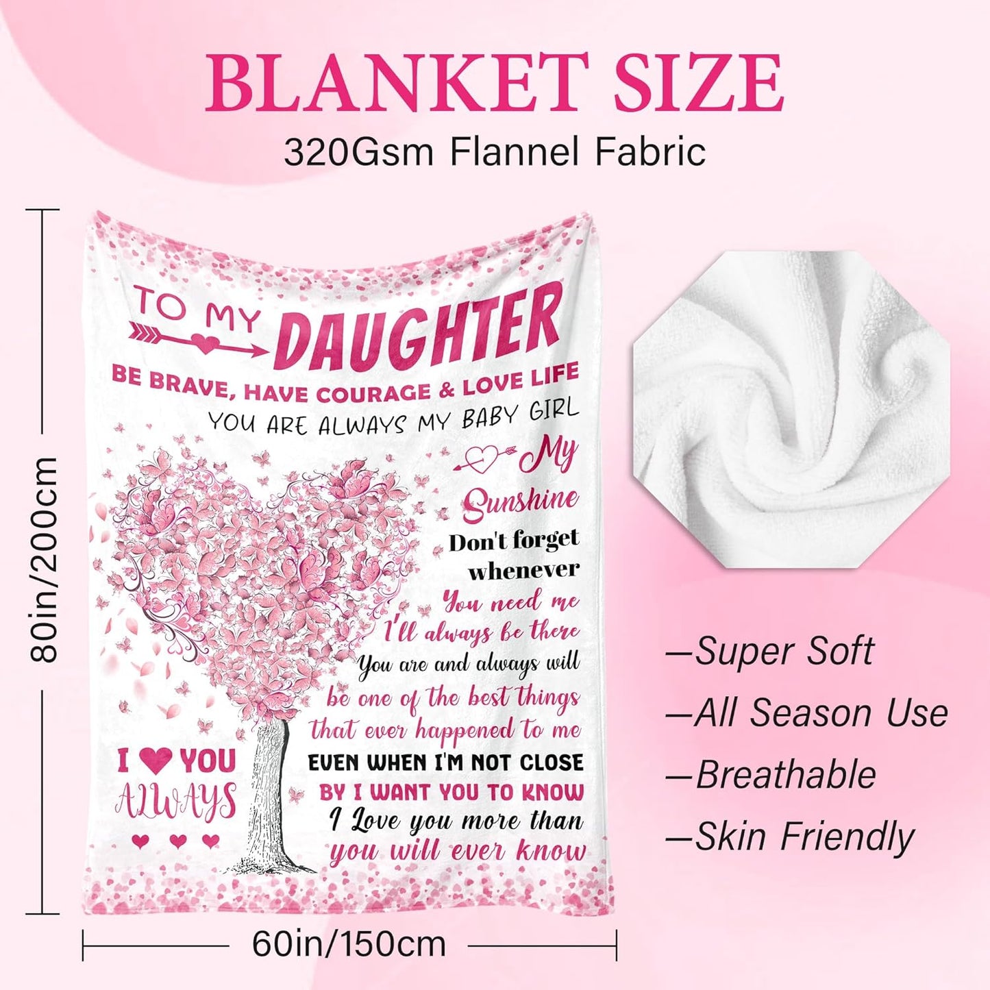Easter Basket Stuffers for Kids - Daughter Gifts from Mom Dad - Daughter Birthday Gifts - Easter Gift for Kids - Mothers Day Graduation Gift for Daughter's - to My Daughters Blanket 60"X 80"