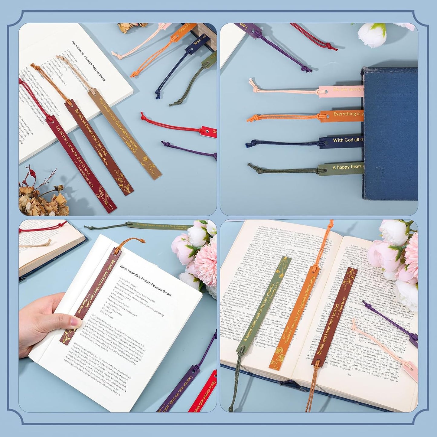 12Pcs Bible Bookmark, Christian Bookmarks for Women Leather Religious Christian Easter Gifts for Book Lovers Readers Women Students (Retro)