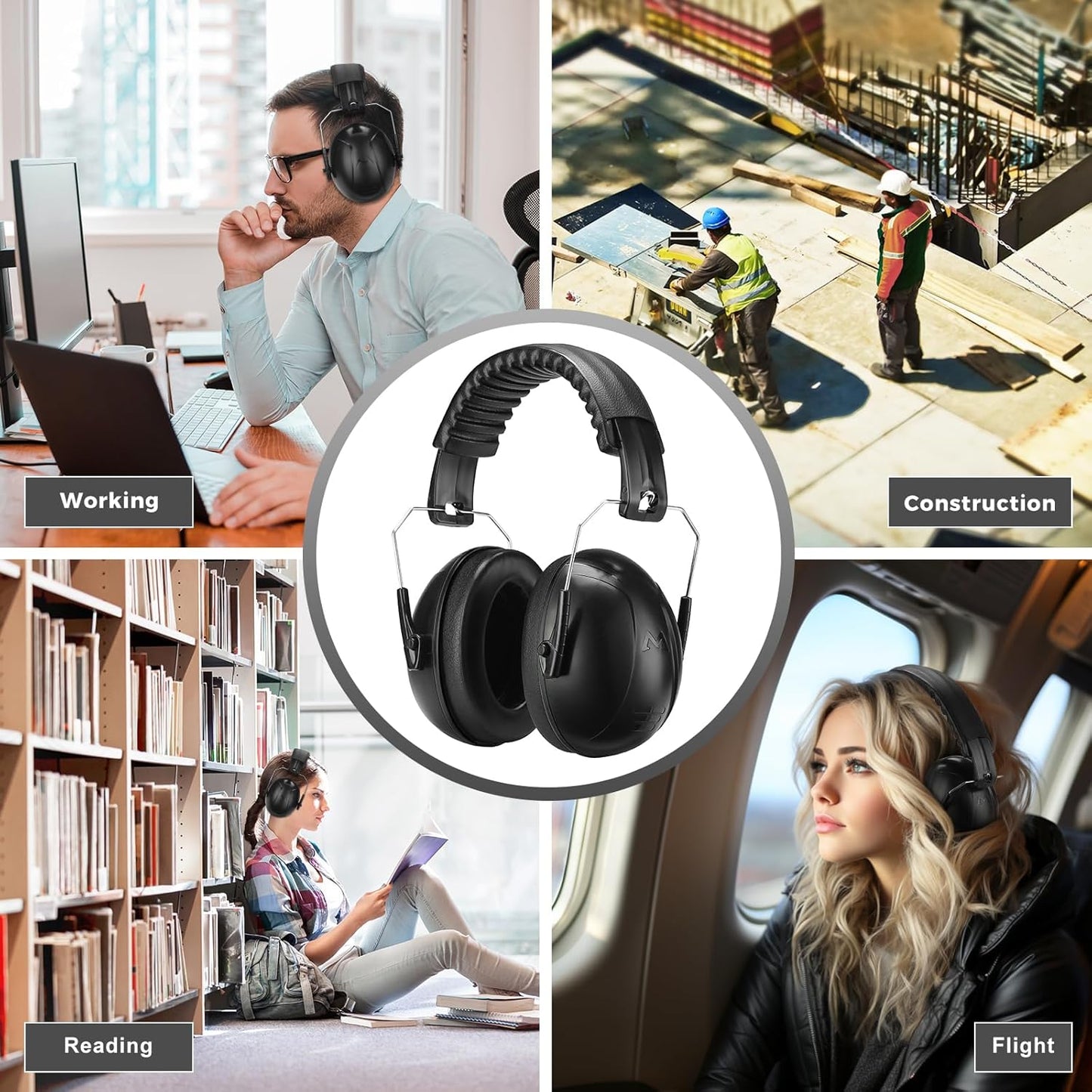 ProCase Noise Reduction Earmuffs, 28 NRR Noise Canceling Headphones for Kids Adults, Hearing Protection Sound Proof Ear Muff