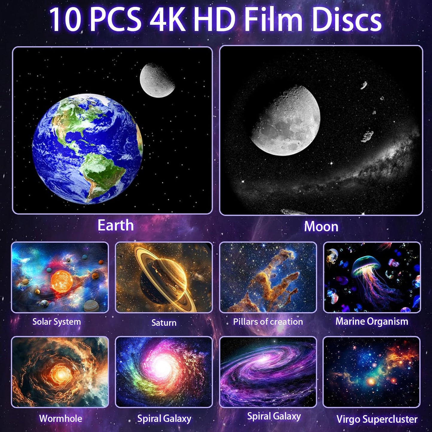 [2025 8th Gen] Star Projector, Galaxy Projector for Bedroom Night Light with Timer, Solar System Realistic Space Planetarium Projector Moon Lamp, Room Decor for Ceiling Kids Adults