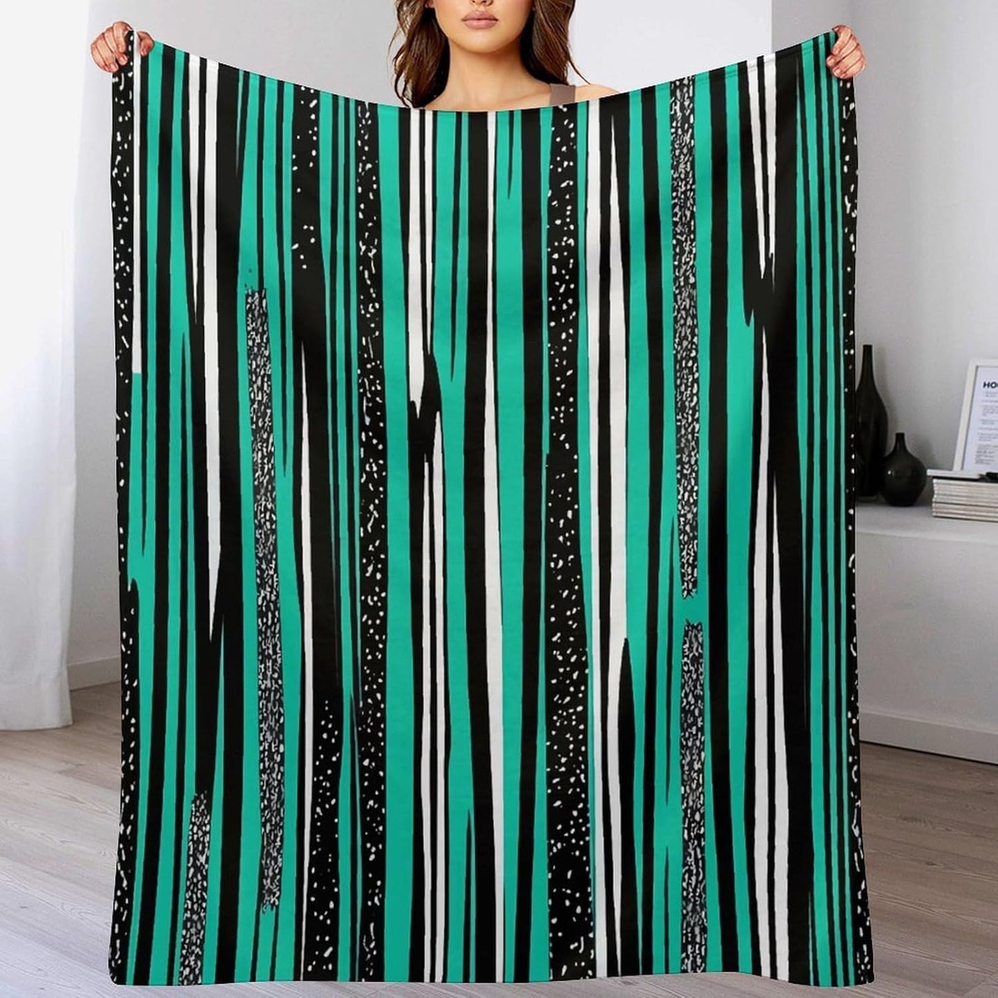 Striped Blue Throw Blanket for Couch Super Soft Warm Lightweight Throw Blankets Cozy Flannel Bed Blanket Cute Decorative Blankets for All Seasons Home Decor Gift 30"*40"（76 * 100cm）