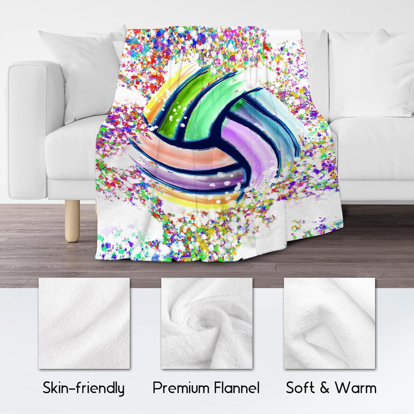 Volleyball Blanket Gifts - 60"x80" Sports Throw Blanket for Adults, Kids - Colorful Soft Plush Throws for Bed, Couch & Living Room
