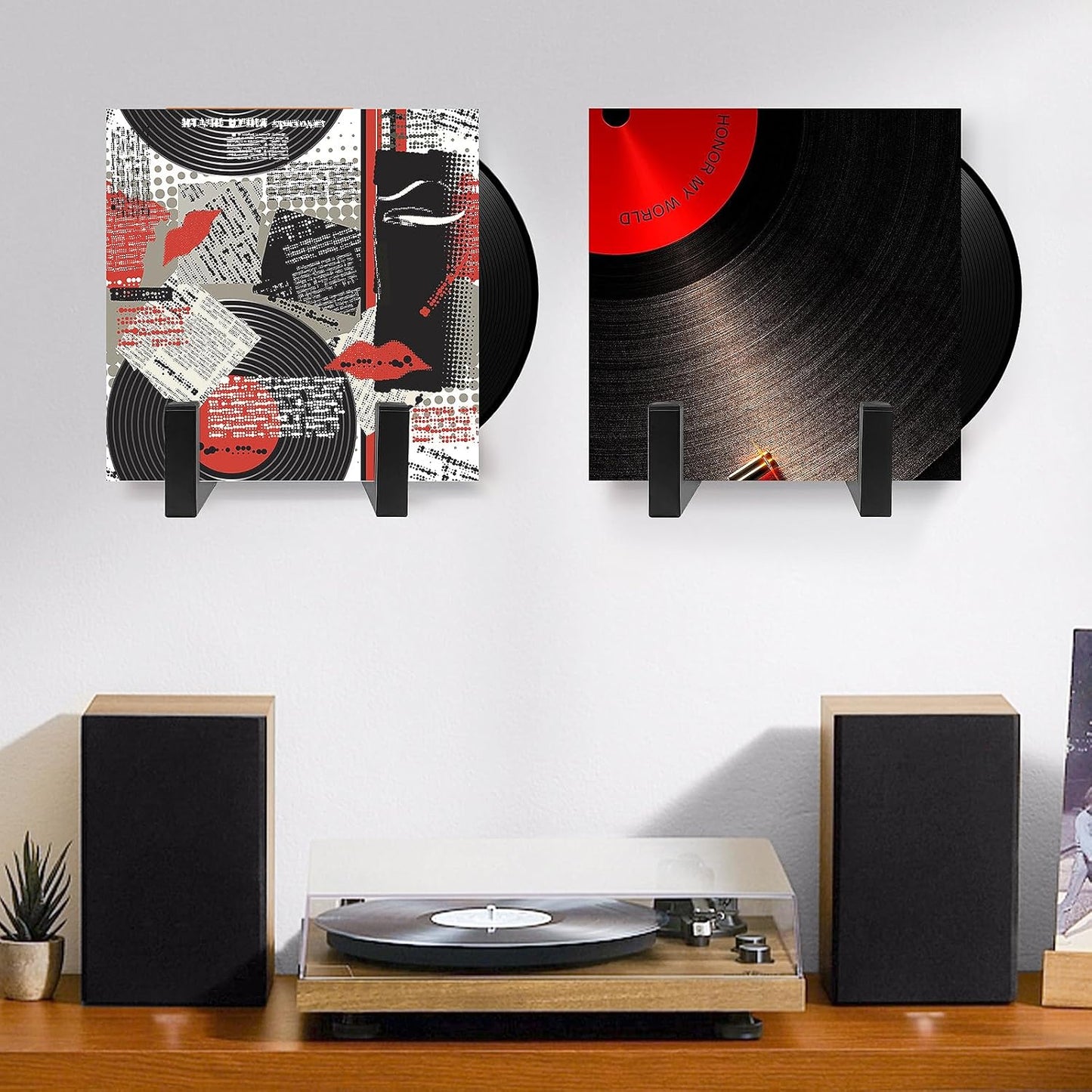 2Pcs Metal Vinyl Record Holder Display Stand,Plate Stands Display Stand for Artwork,Decorative Photo Frame Stand for Picture,Decorative Plate,Platter,Book,Photo Easel(Black)