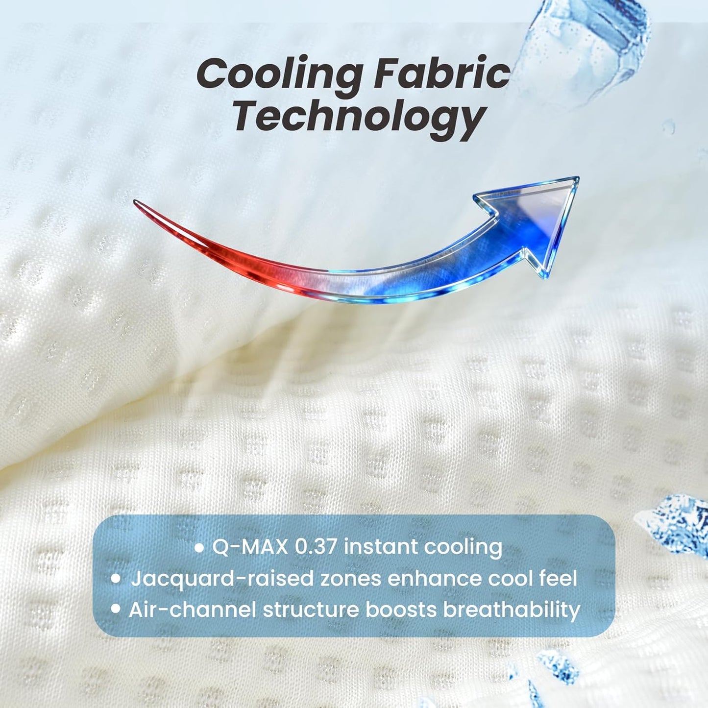 Amélie Home Premium Cooling Waffle Reading Pillow, Qmax>0.37 Ergonomic Backrest Support with Pocket & Handle, Breathable Lounging Pillow for Bed Sofa Floor Summer, 29 Inches, Ivory