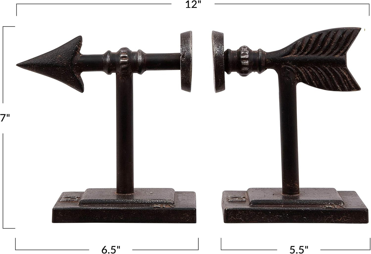 Creative Co-Op Bronze Arrow Shaped Cast Iron Bookends (Set of 2 Pieces)