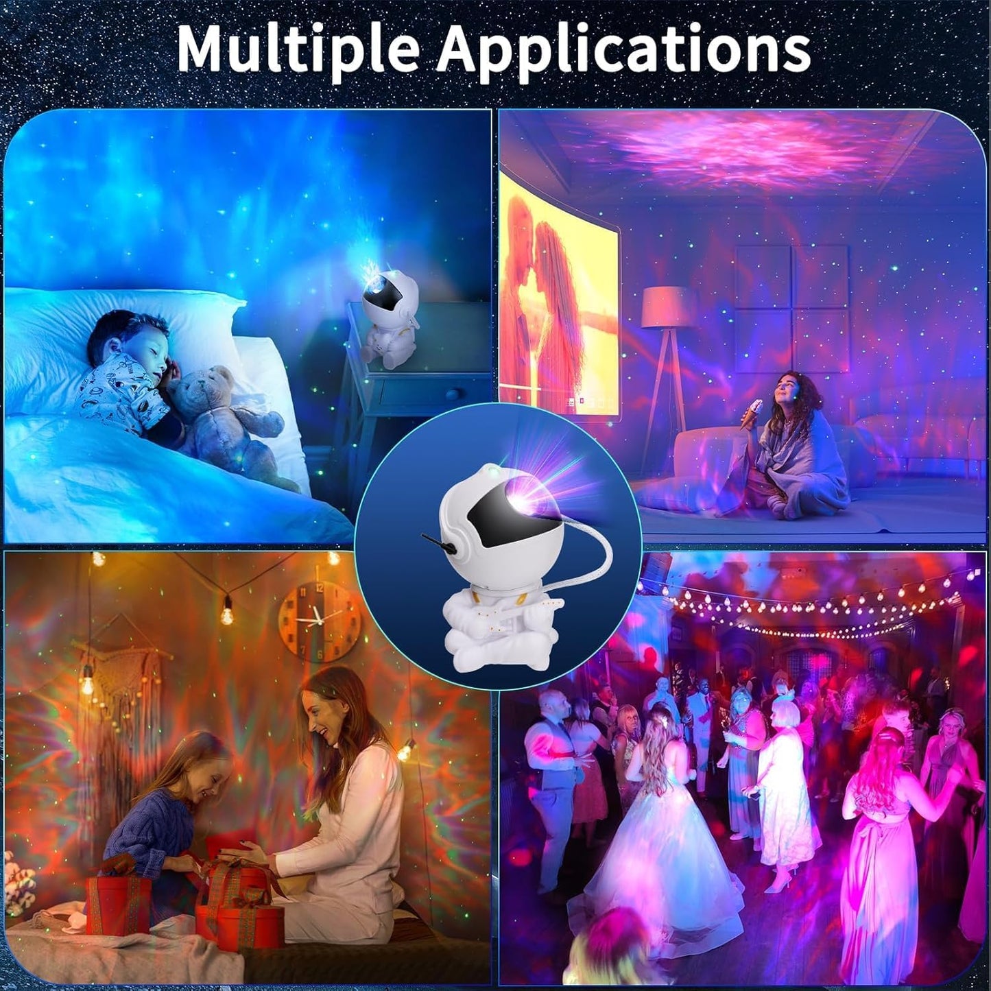 Astronaut Galaxy Star Projector – Nebula Light Projector with Remote Control, 360° Rotating Head Kids Night Light, Gift for Children and Adults-Singing with a Guitar.