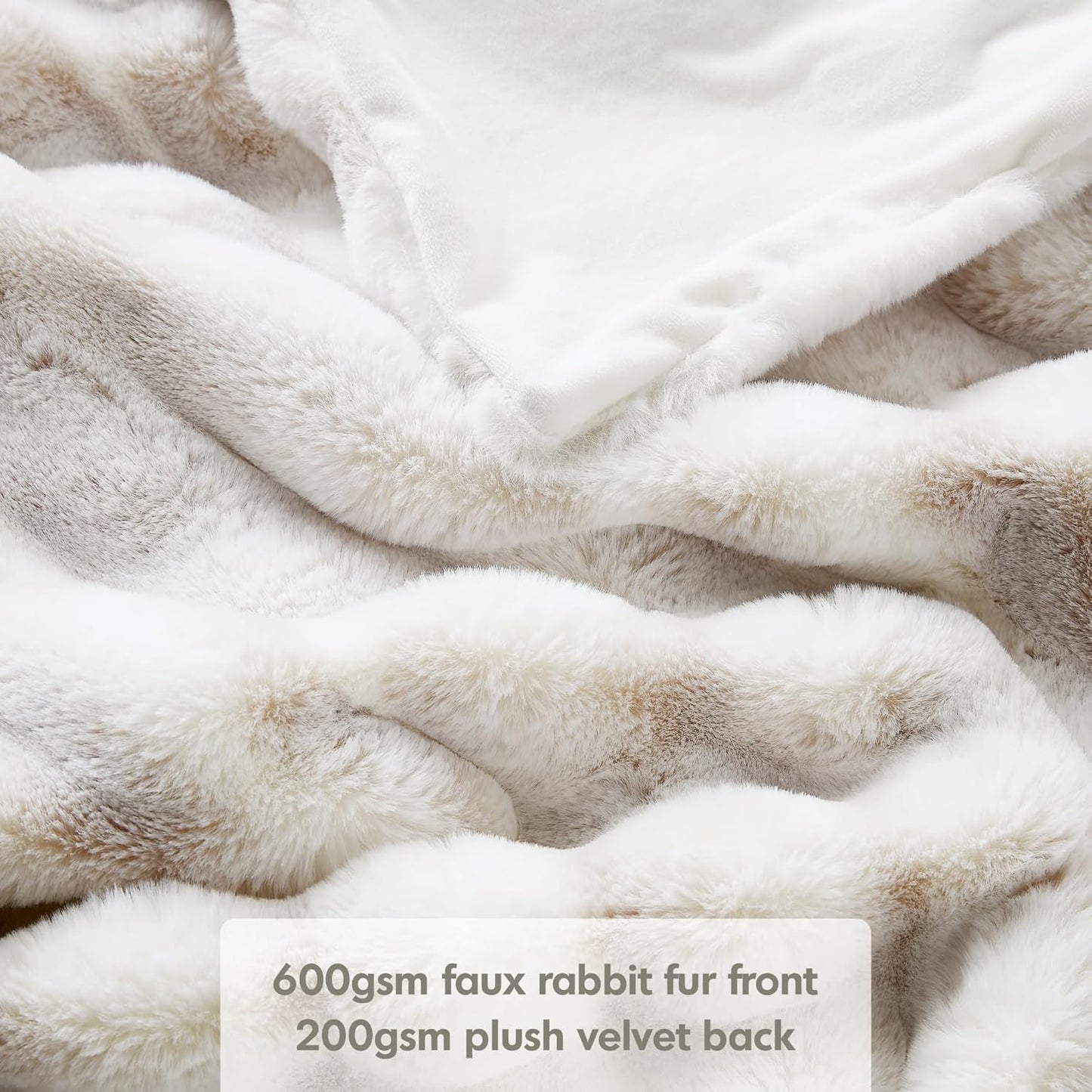 Hyde Lane Ultra Soft Plush Throw Blanket, Fuzzy Faux Rabbit Fur Throws, Luxury Cozy Fluffy Blankets for Sofa, Couch, Living Room Decor, Warm Gift for Women, Frost Fox, 50"x60"