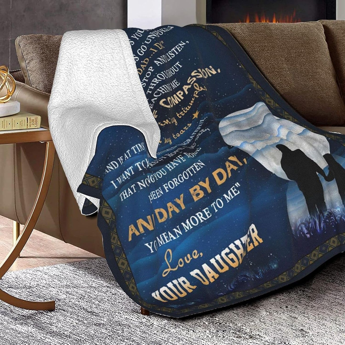 to My Dad from Daughter Flannel Fleece Throw Blanket 50"x40", Grateful Love Birthday Gift Throws Blankets, Happy Father's Day Present for Sofa, Super Cozy Lightweight Father Gifts Idea