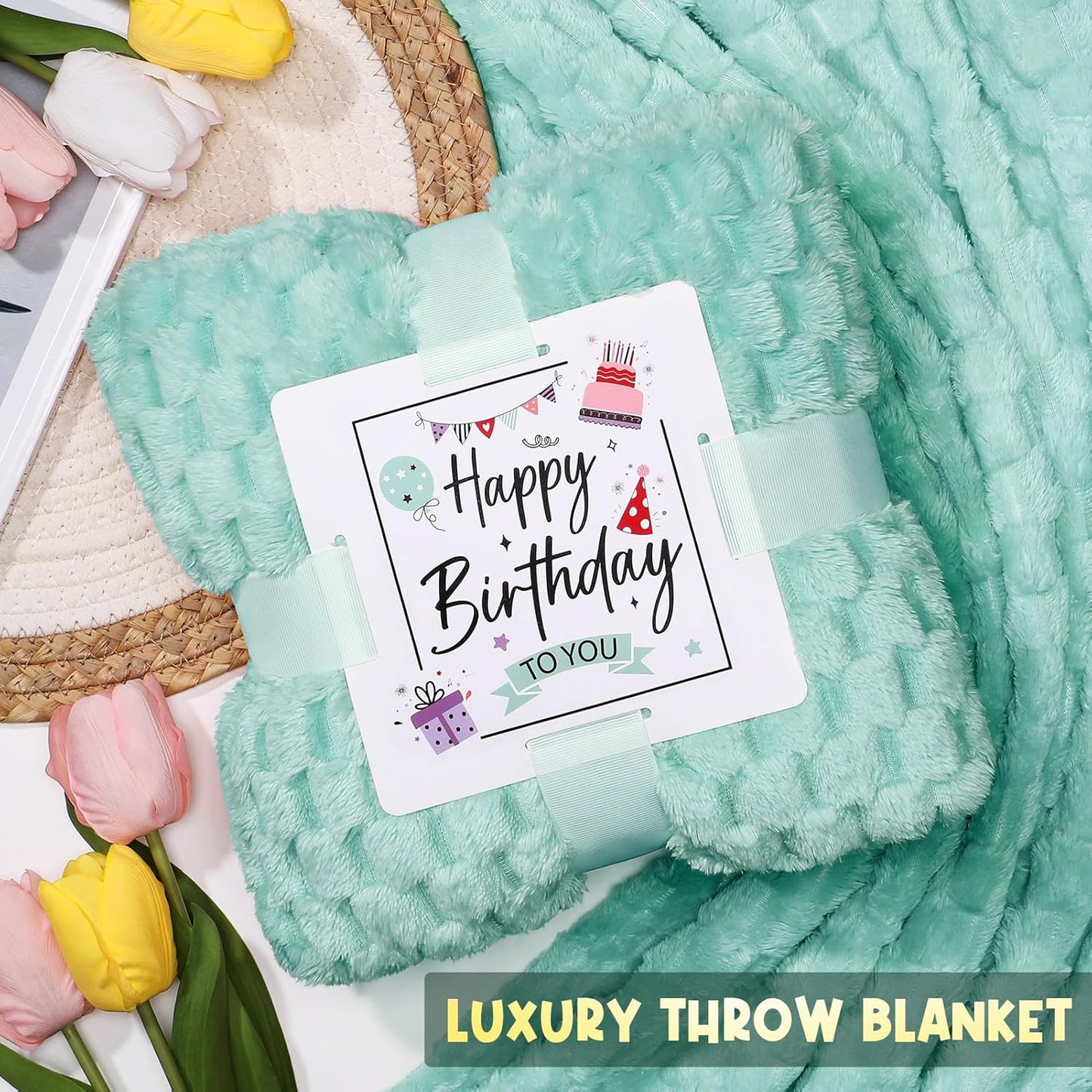 Birthday Gifts for Women Friendship, Unique Happy Birthday Gifts Basket for Mom Her Best Friend Sister Wife Girlfriend Coworker, Luxury Self Care Box Ocean Relaxing Spa Gifts Set for Women w/Blanket