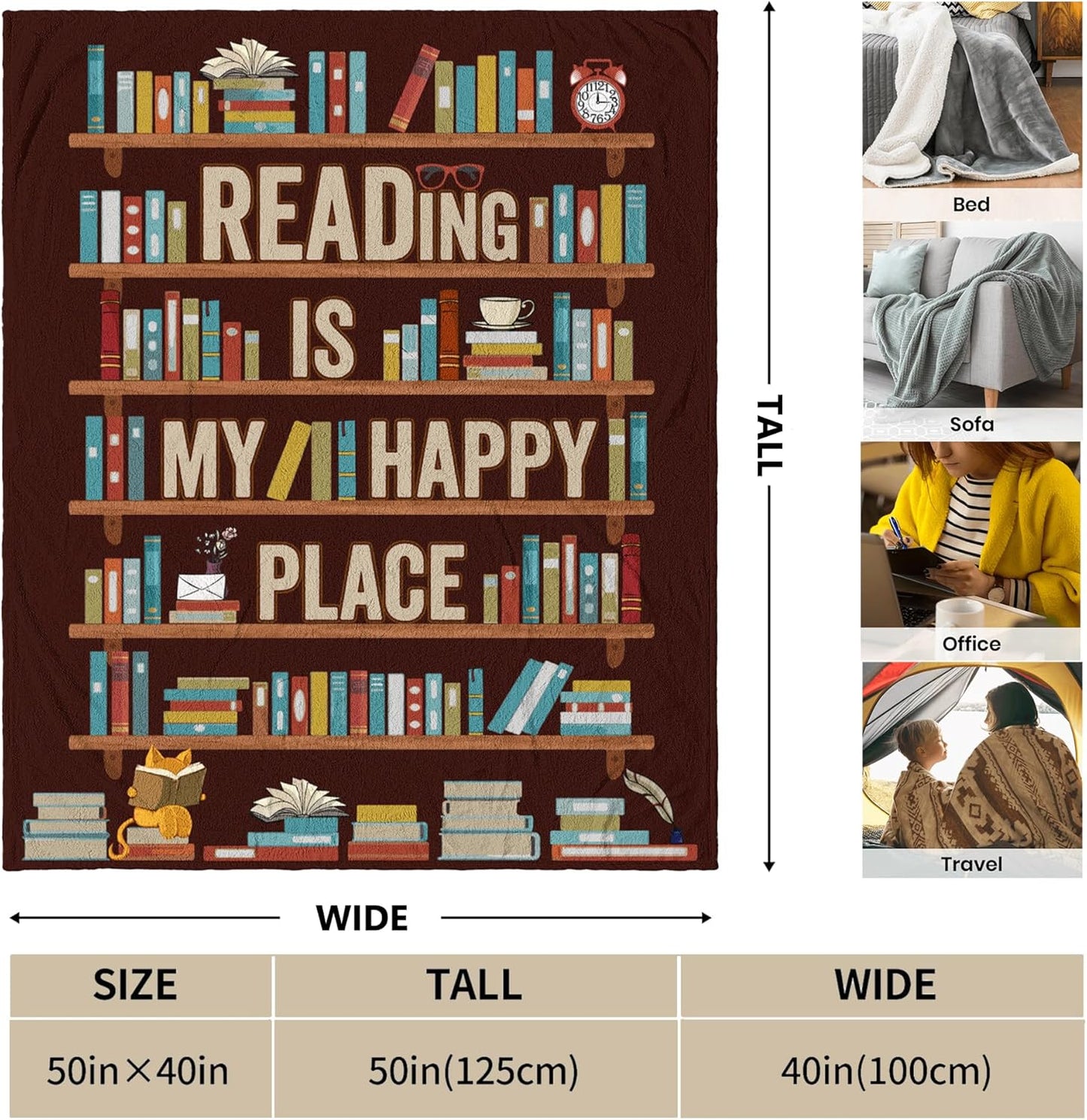 CUJUYO Book Lovers Gifts Blanket - Librarian Gifts Throw Blanket 40"x50" - Book Club Gifts for Reading Lover Bookish - Literary Gifts Ideas - Best Bookworm Gifts on Birthday Christmas Graduation