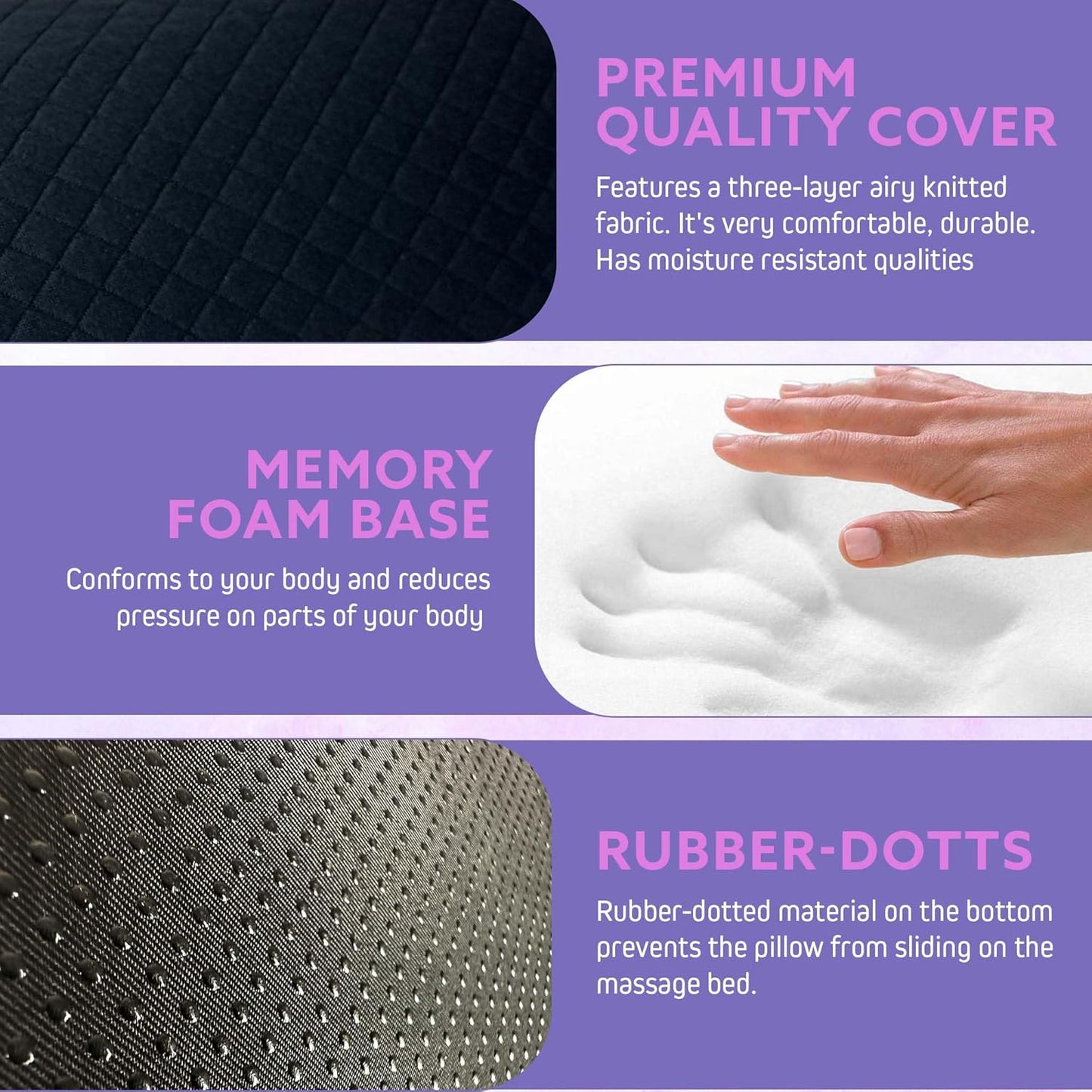 Knee Pillow for Back Sleeping – Bolster Pillow with Anti-Slip Bottom, Lumbar Support Cylinder for Legs & Spine, Premium Under Knee Cushion for Bed, Massage Table & Home Use, Black