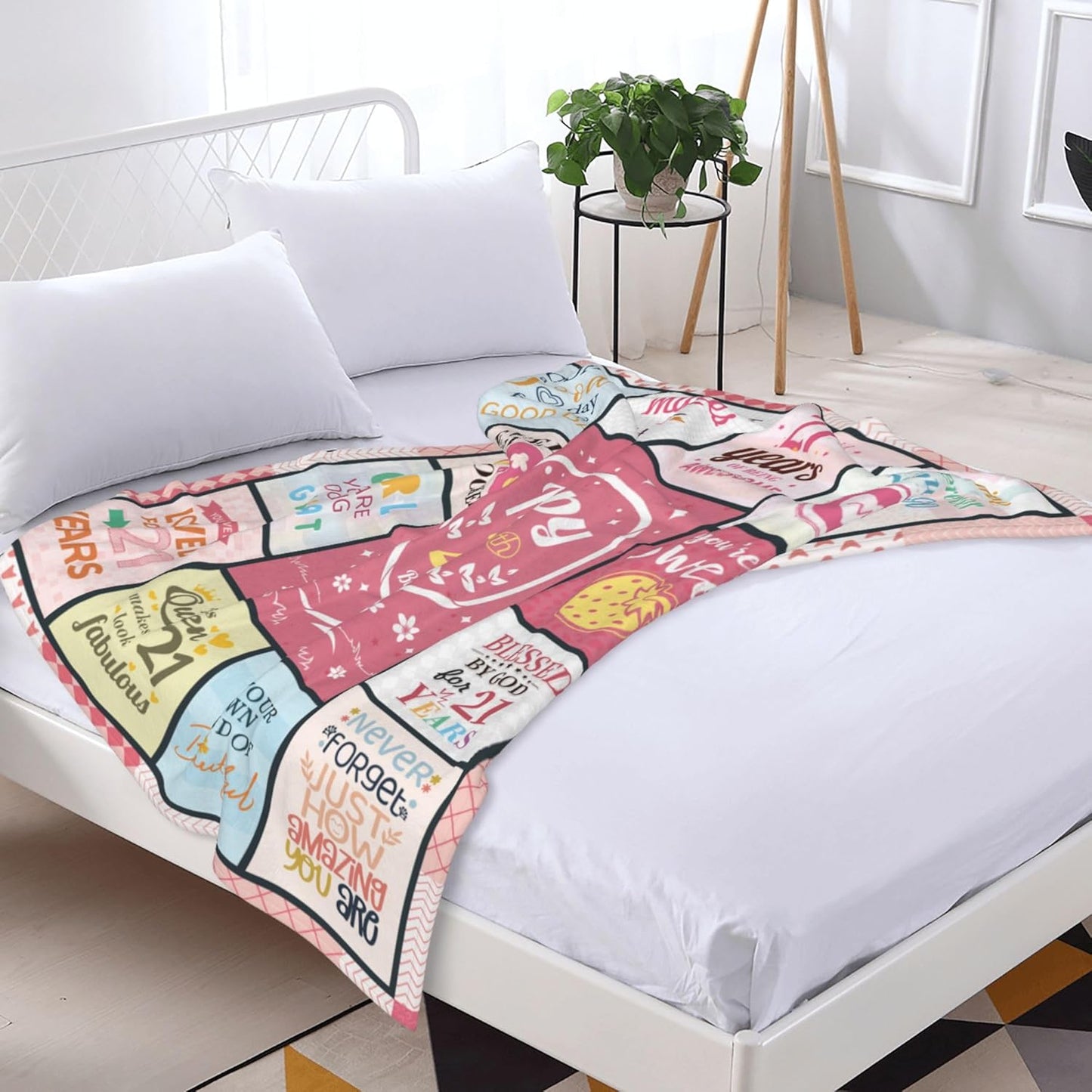 21st Birthday Gifts for Her, 21st Birthday Gifts for Women, 21 Year Old Bday Gift for Her, Bday Gift for 21 Year Old Female Ladies, Best Decorations Present for Women Throw Blanket 50"X60"