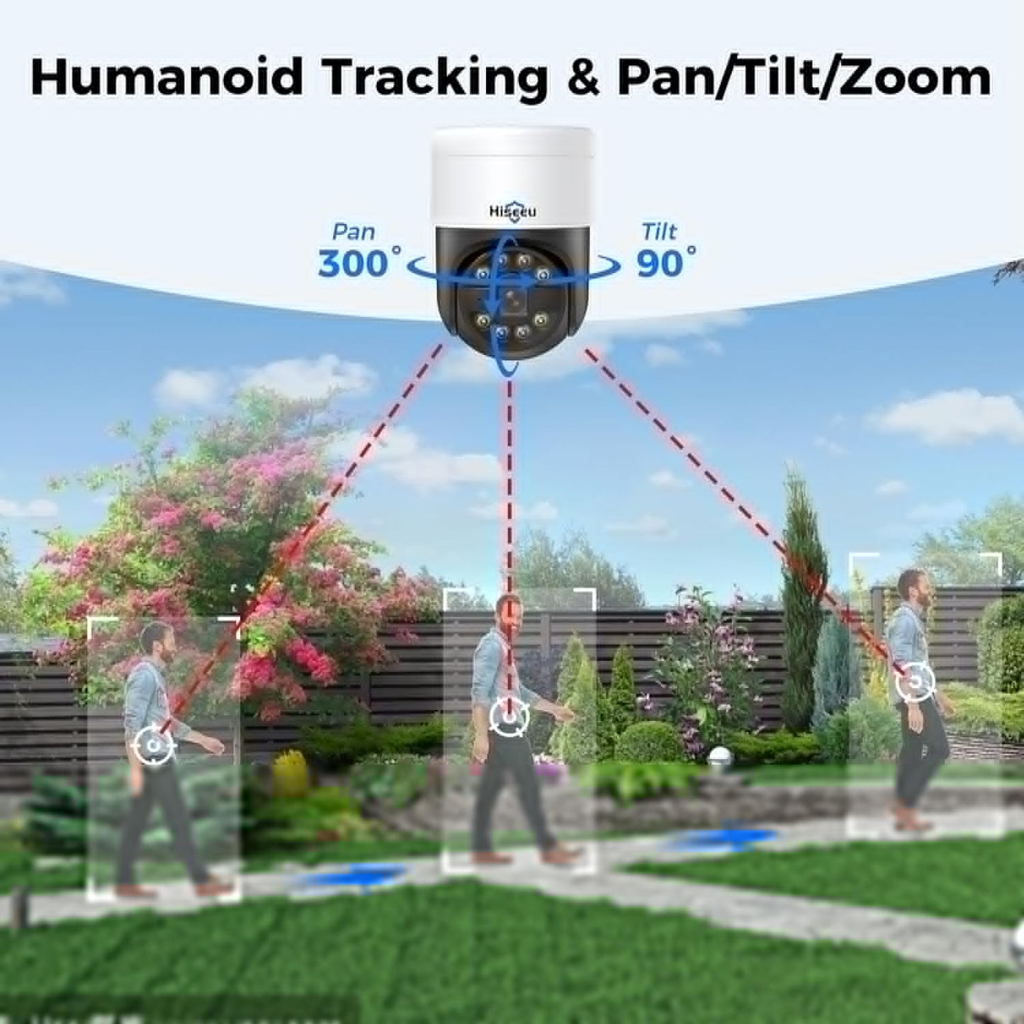 【Human Tracking+300°Pan 90°Tilt】 Hiseeu 4K PoE Security Camera System,Wired NVR Security Camera System w/8 * 5MP PoE PTZ Camera Outdoor&Indoor,2-Way Audio,Color Night Vision,7/24 Record