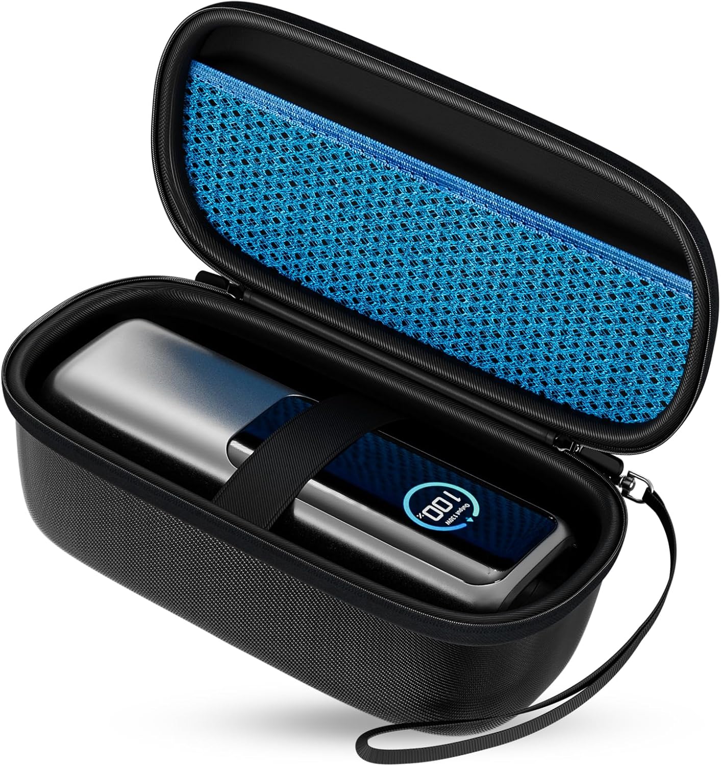 ProCase Hard Carrying Case for Anker Laptop/ 737 Power Bank, 25000mAh 165W Portable Charger Travel Storage Bag, Zippered Organizer Box for Cables Accessories with Mesh Pocket -Black