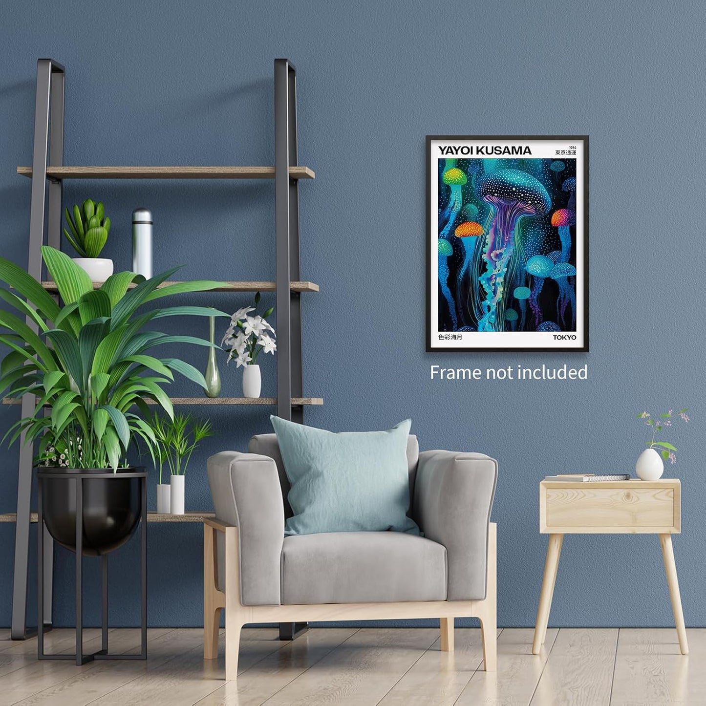 rumlud Colorful Ocean Jellyfish Wall Art Unique Japanese Animal Posters Yayoi Kusama Canvas Prints for Living Room Bedroom Wall Decor 12X16 inch Unframed