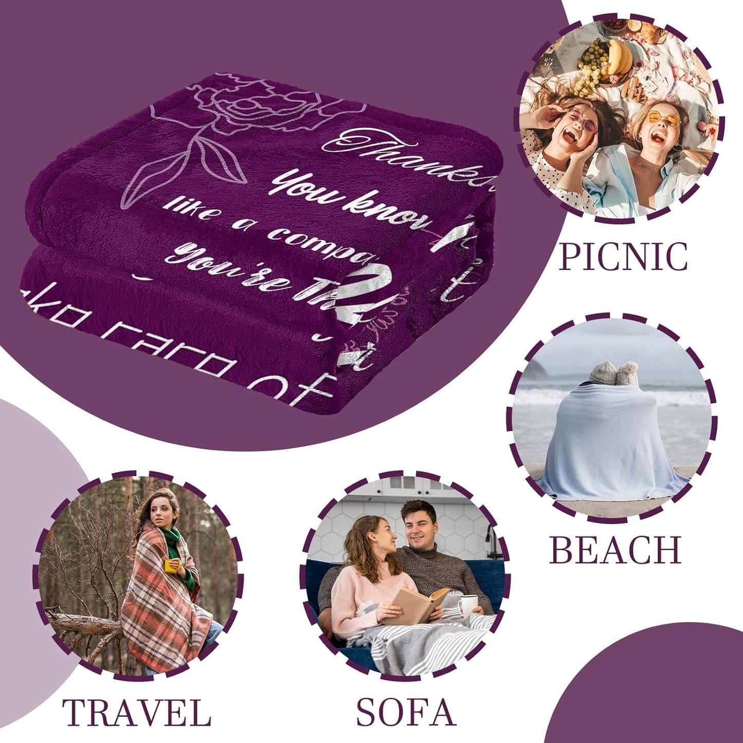 Mothers Blankets for Mom from Daughter & Son - Birthday Gifts for Moms,Grandma,Wife - Soft Purple Fleece Throw Blanket for Women, Cozy Plush Love Bedding Decor for Couch, Bed & Travel 50"x60"