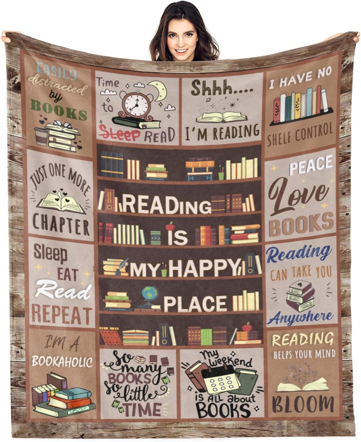 Book Lovers Gifts for Women, Book Lover Gift Ideas, Book Blanket, Gifts for Book Lovers, Reader, Librarian, Bookworm Gifts on Birthday Christmas Throw Blankets 50"x60"
