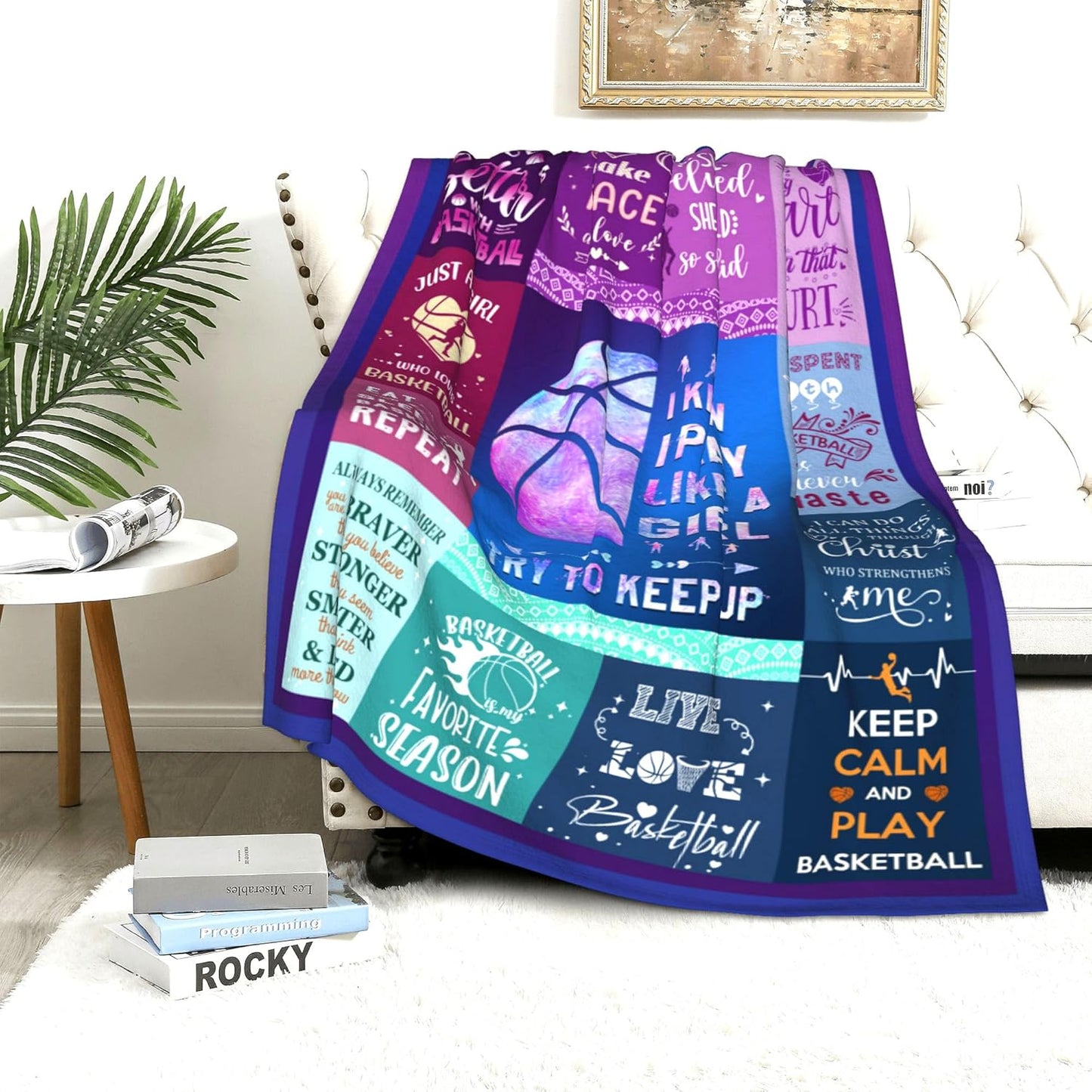 Basketball Gifts Blanket for Girls Women Ultra Soft Flannel Basketball Throw Blanket Merch Sport Gifts for Team Lovers Stuff 80"x60"