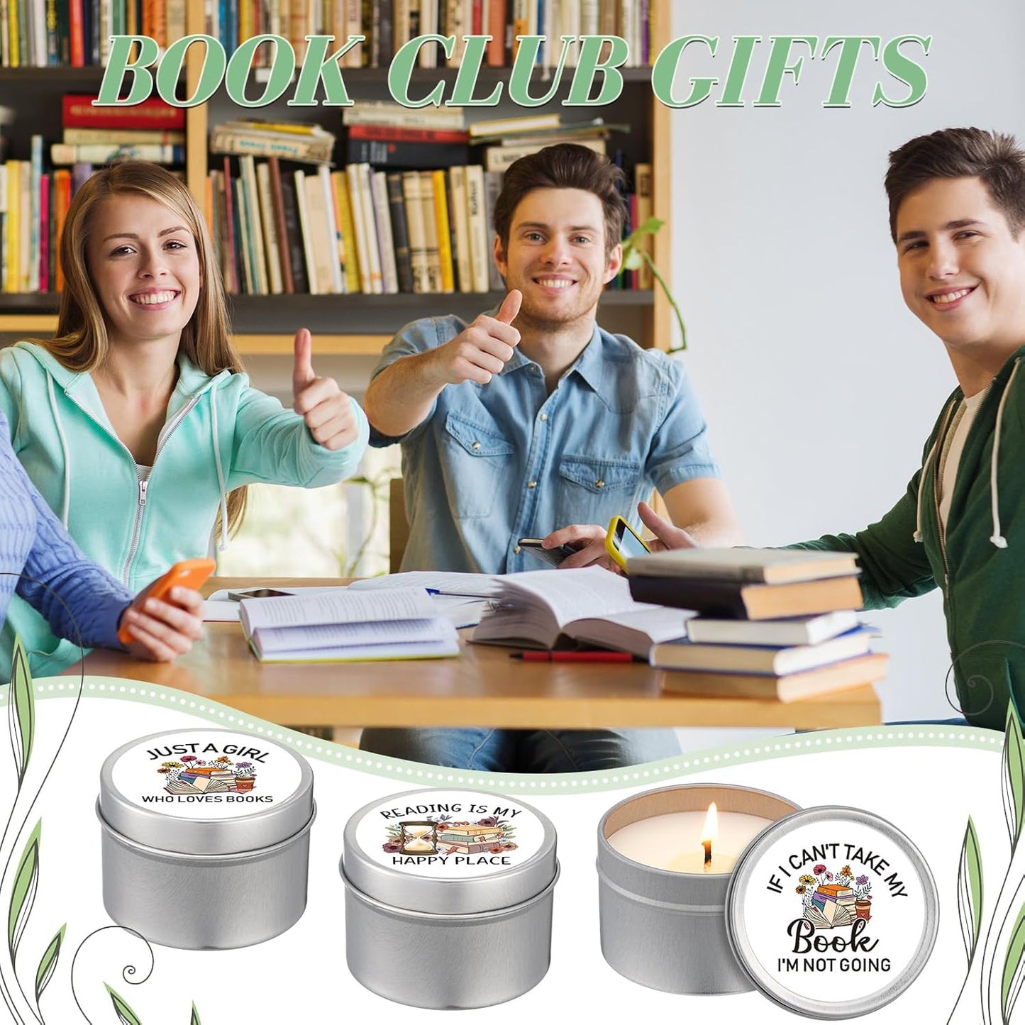 Nuanchu 8 Pcs Book Lover Candles Club Gifts 4 oz Scented Candle Reading Time Natural Soy Wax Candles for Book Lovers Librarian Bookish Club Gifts (Stylish Style)