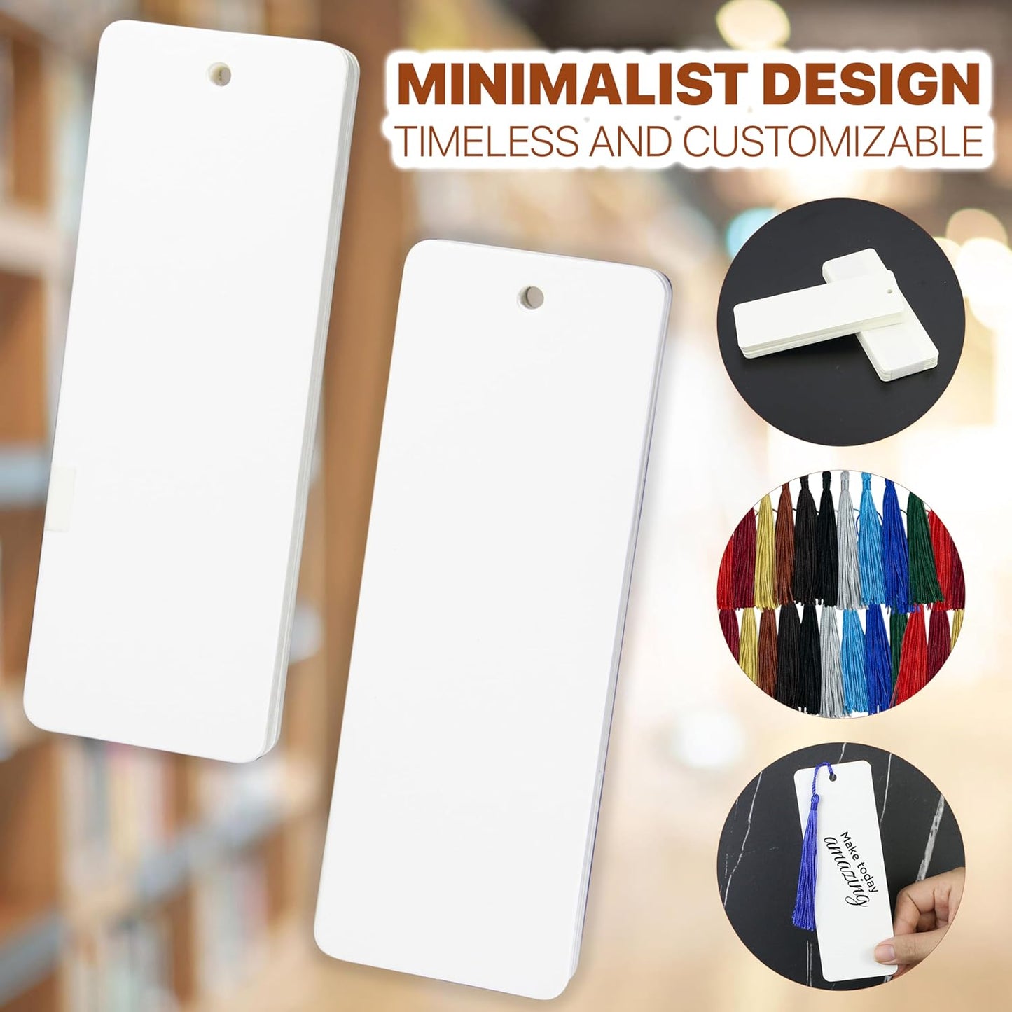 100 Paper Blank Bookmarks with Colorful Tassels – DIY Bookmark Making Kit, White Cardstock Bookmarks Bulk for Crafting, Painting & Decorating, Plain Bookmark for DIY Projects, Gifts & Watercolor Art