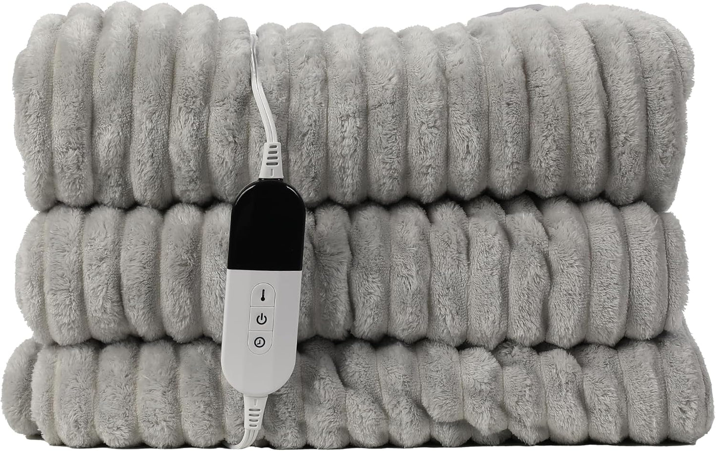 Electric Blanket Heated Full Blanket, Super Soft Flannel & Sherpa Electric Full Blanket with 6 Fast Heating Levels, 10 Hours Auto Off & OverHeat Protection, Machine Washable, 72'' X 84'', Light Gray