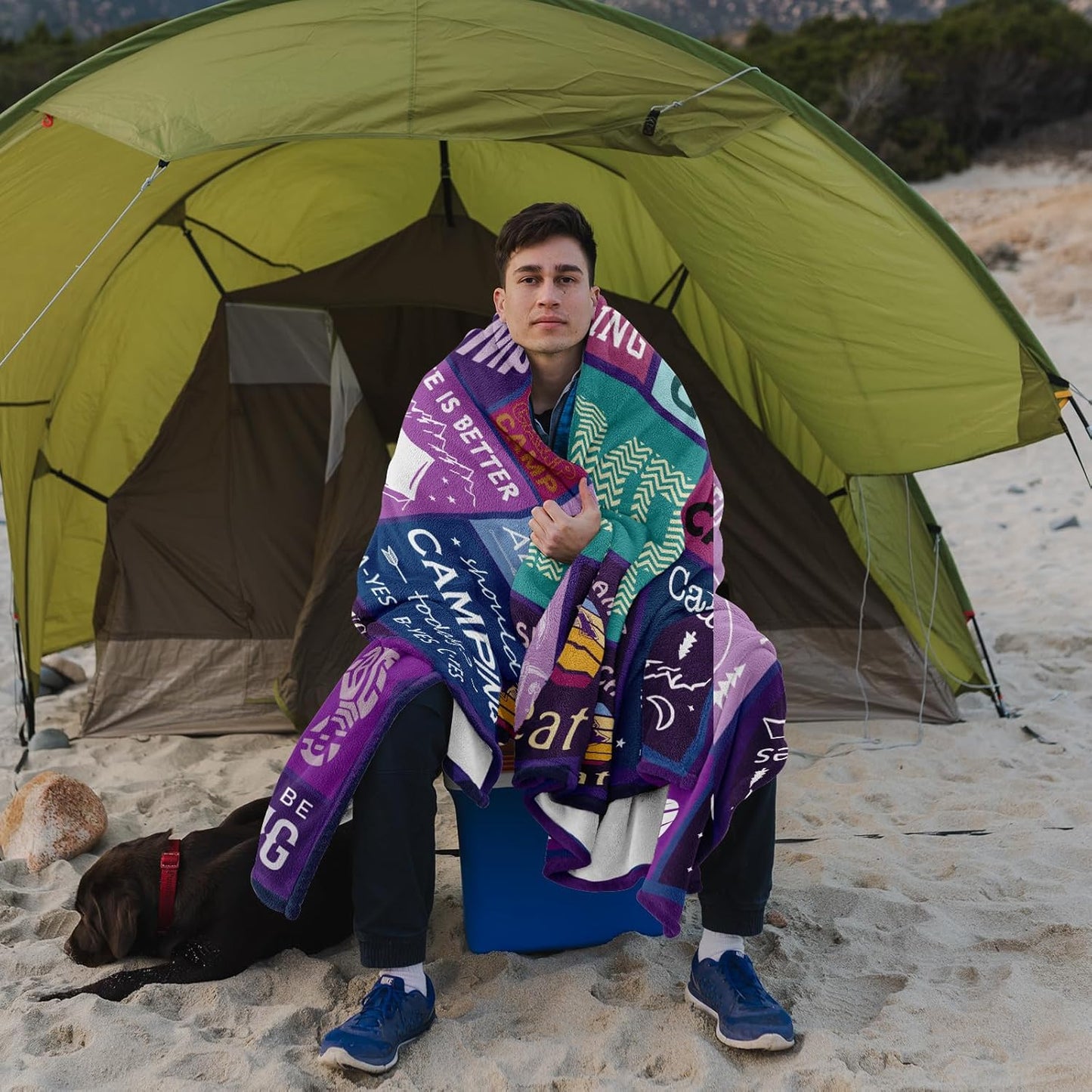 Cool Camping Gifts for Women/Men, Camping Blanket Essentials for Camp Lover, Gifts for Campers/Rv Owners, Camper Decor for Inside/Outdoor/Hiking Soft Throw 60x50in
