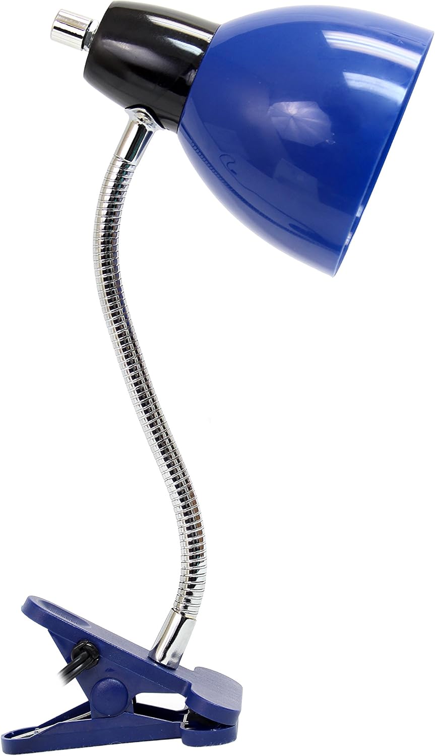 Simple Designs LD2014-BLU Adjustable Desk Clip Lamp Light, for Desks, Nightstands, Reading, Blue