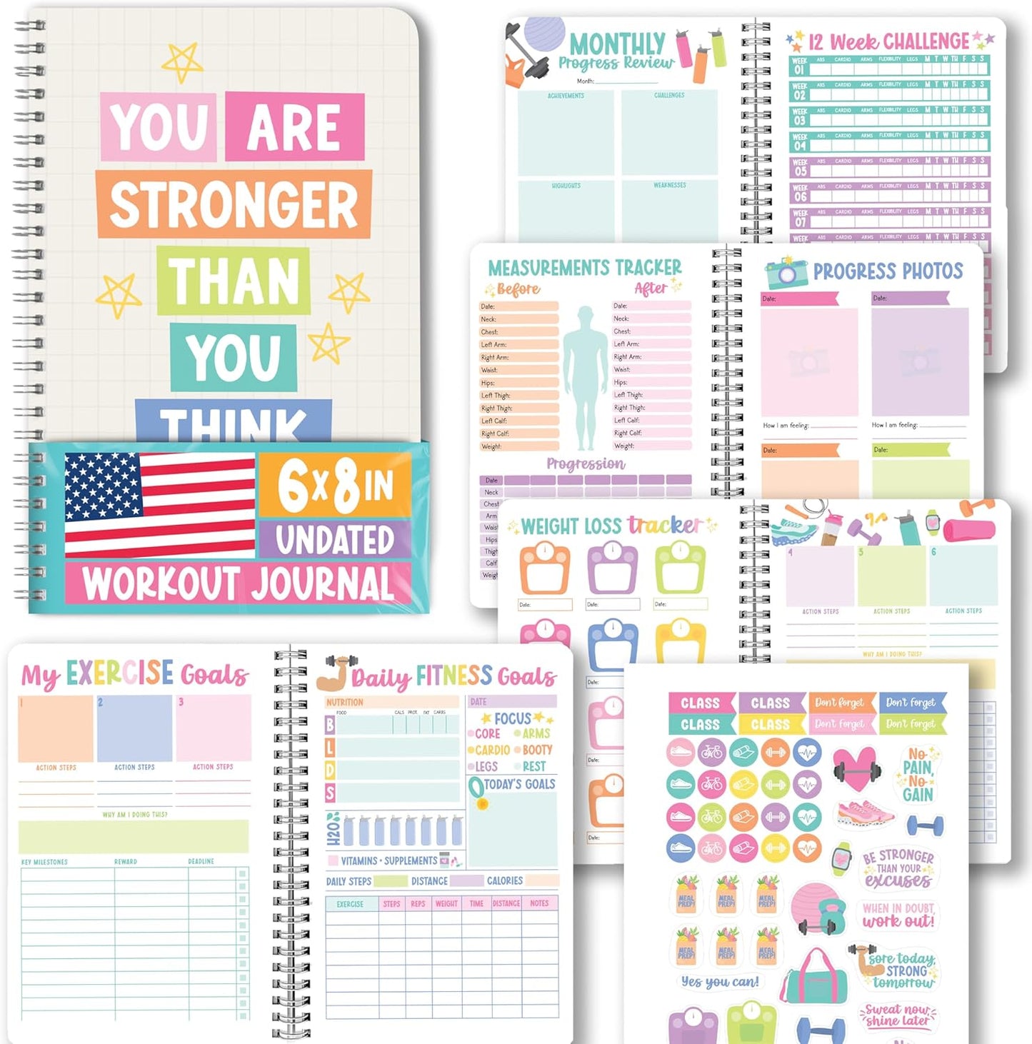 Fitness Journal for Women - Workout Journal for Women, Food and Fitness Journals, Undated Workout Log Book Planner, Exercise and Gym Journals, Exercise Planner Weight Loss Tracker