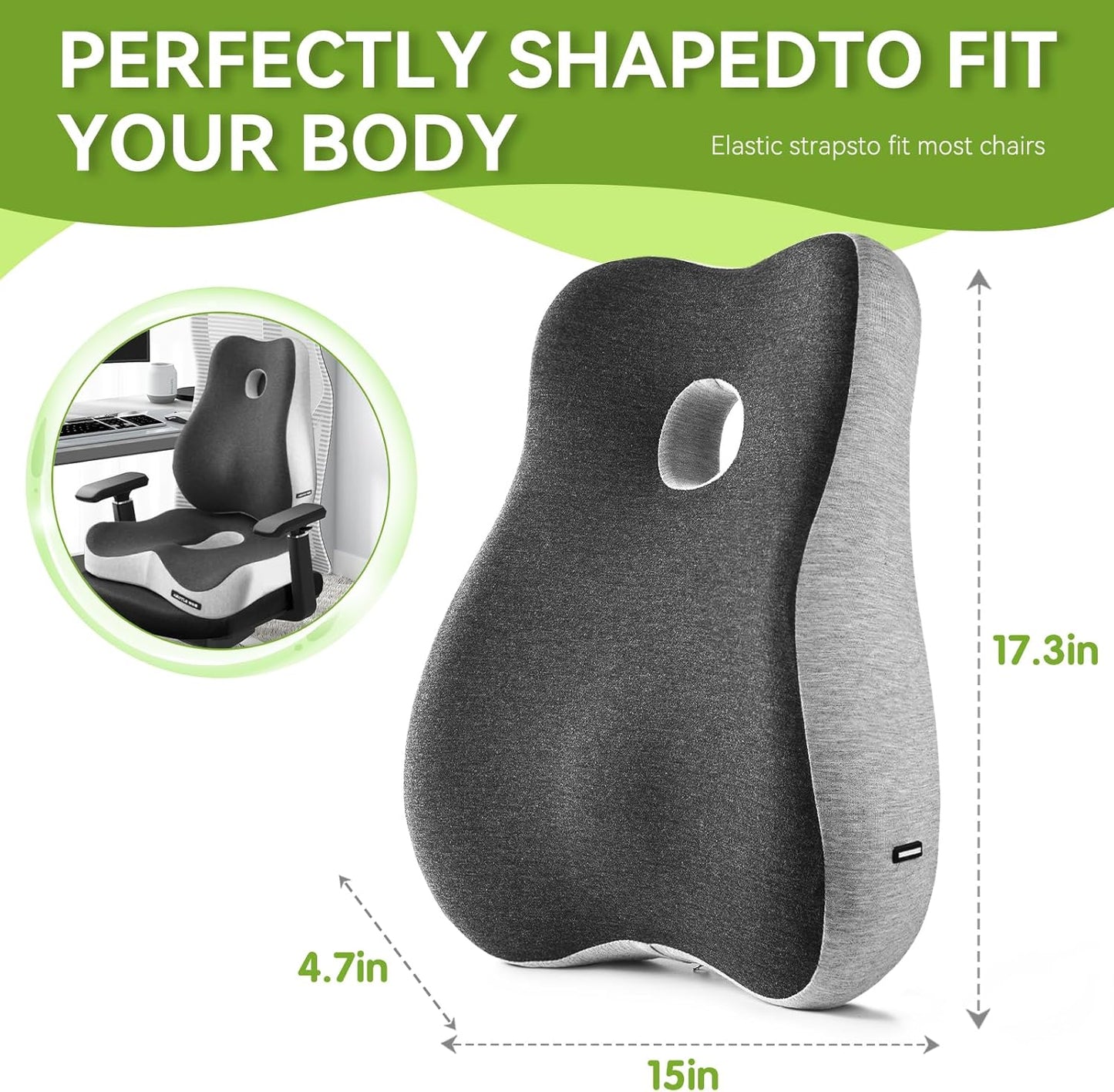Seat Cushion & Lumbar Support Pillow Set for Office Chair, Back Pain, and Tailbone Discomfort with Lumbar Support Pillow and Seat Cushion - Perfect for Home, Office, and Gaming Chairs Chair Cushion