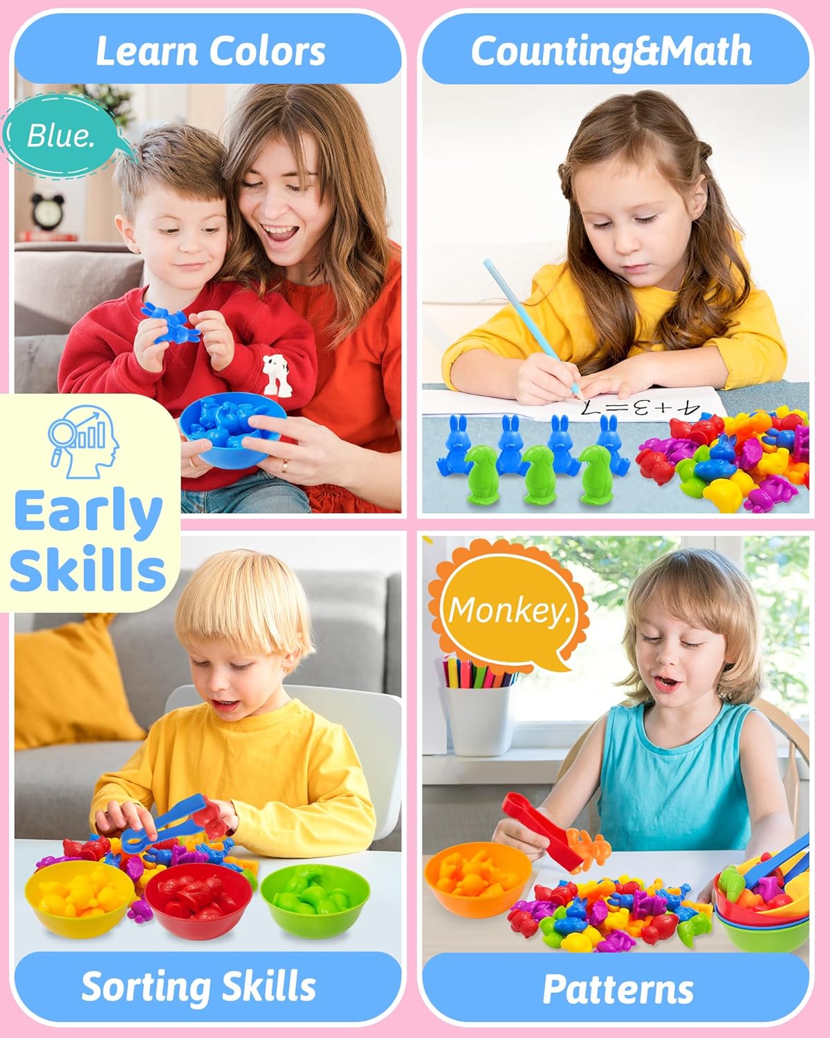 Counting Animals Montessori Toys for 3 4 5 Years Old Boys Girls, Preschool Learning Activities Educational Sensory Toys Gifts Easter Basket Stuffers for Kids Toddlers Ages 3-5, 4-8