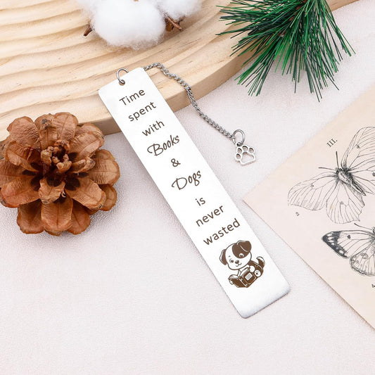 Dog Mom Dad Gifts for Dogs Lovers Book Reading Lovers Gifts Cute Birthday Stocking Stuffers Christmas Gifts for Women Men Sister Son Daughter Personalized Metal Bookmark Book Mark