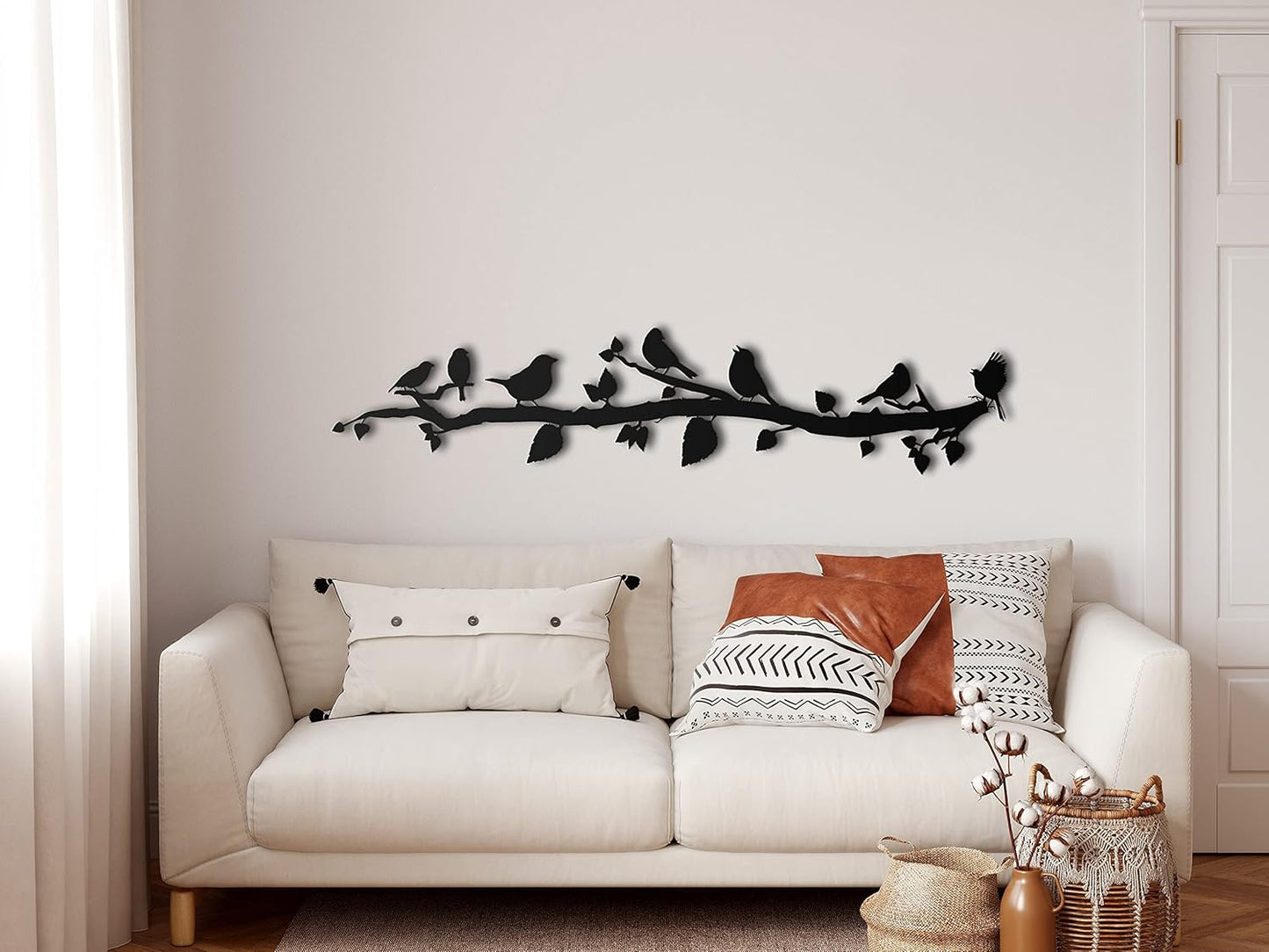 Metal Wall Decor, Birds On Branch,Home Decoration,Wall Sign, Metal Wall Art, Interior Decoration, Indoor Outdoor Hangings (*39"W x 9"H / 100x22cm)