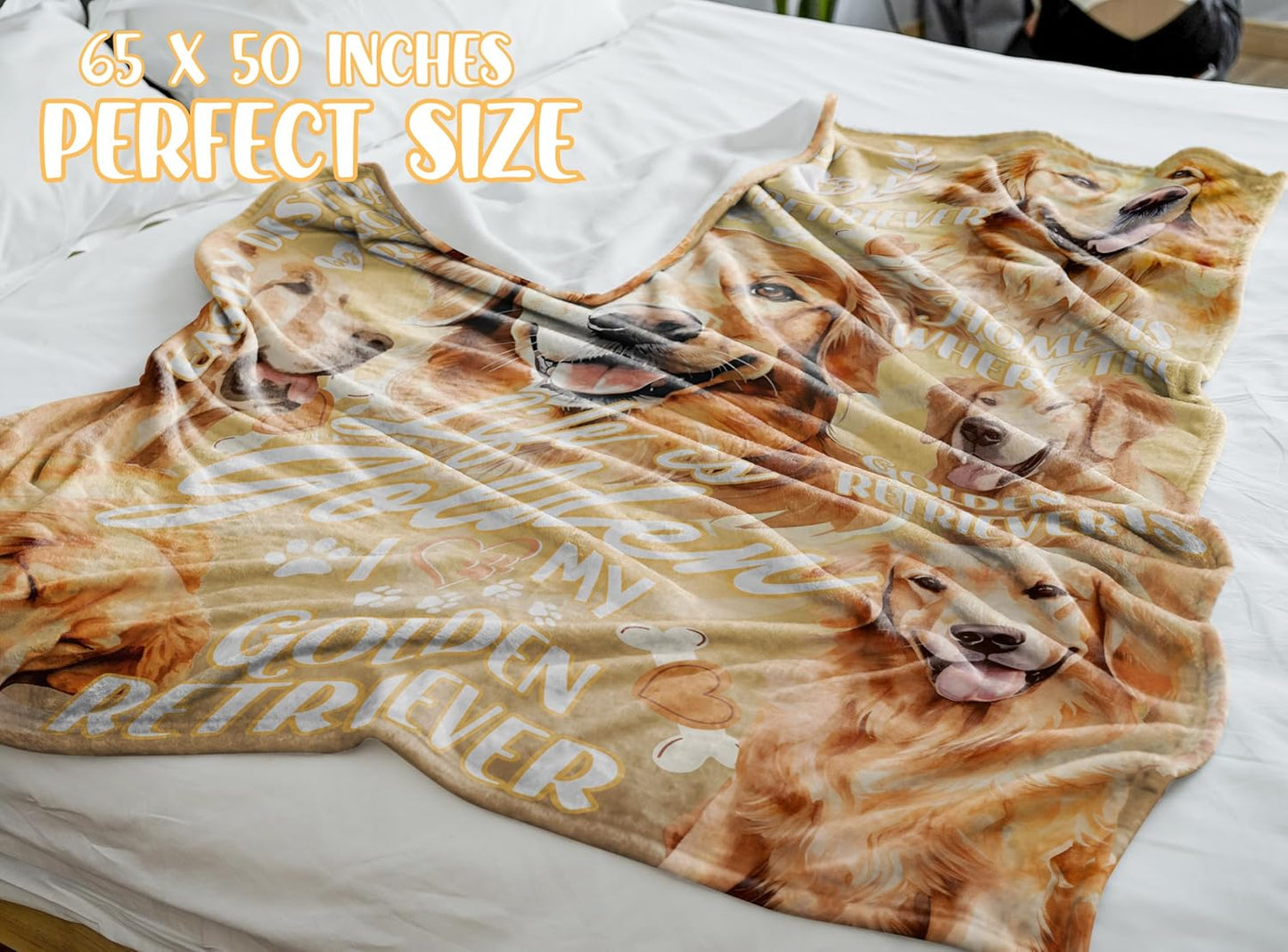 Golden Retriever Blanket Gifts for Dog Lover & Owner, Golden Retriever Gifts for Women & Men, Dog Mom & Dad, Soft Flannel Blanket, 65 x 50 inches