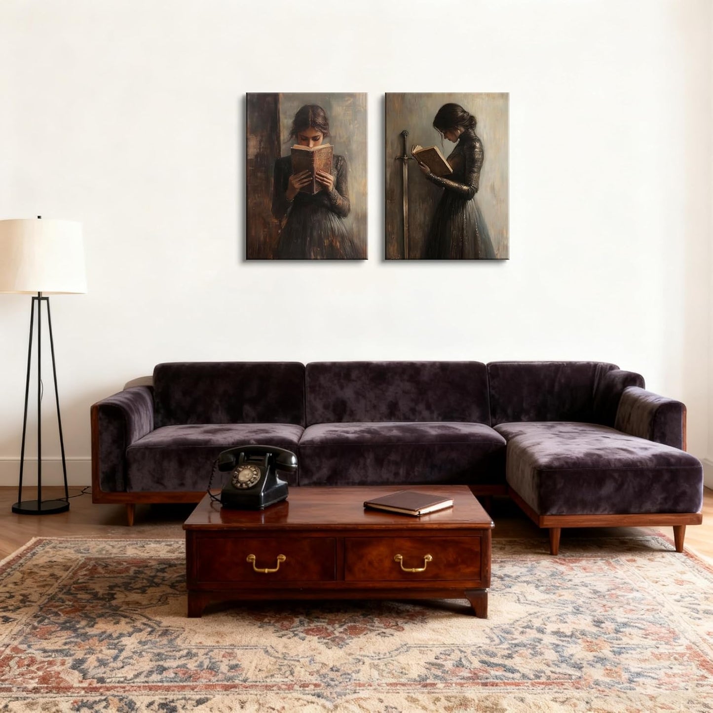 Dark Academia Wall Art Dark Moody College Girl Painting Poster Print Gothic Victorian Woman Reading Magic Book Picture Wall Decor for Library Corner Bedroom Dorm Living Room 16x24 In